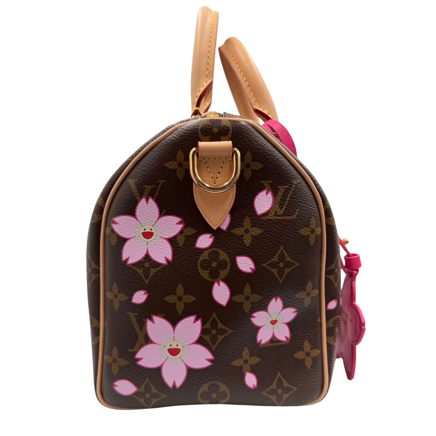 Louis Vuitton LV X Takashi Murakami Monogram Cherry Blossom Speedy Bandouliere 25 Sakura Brown