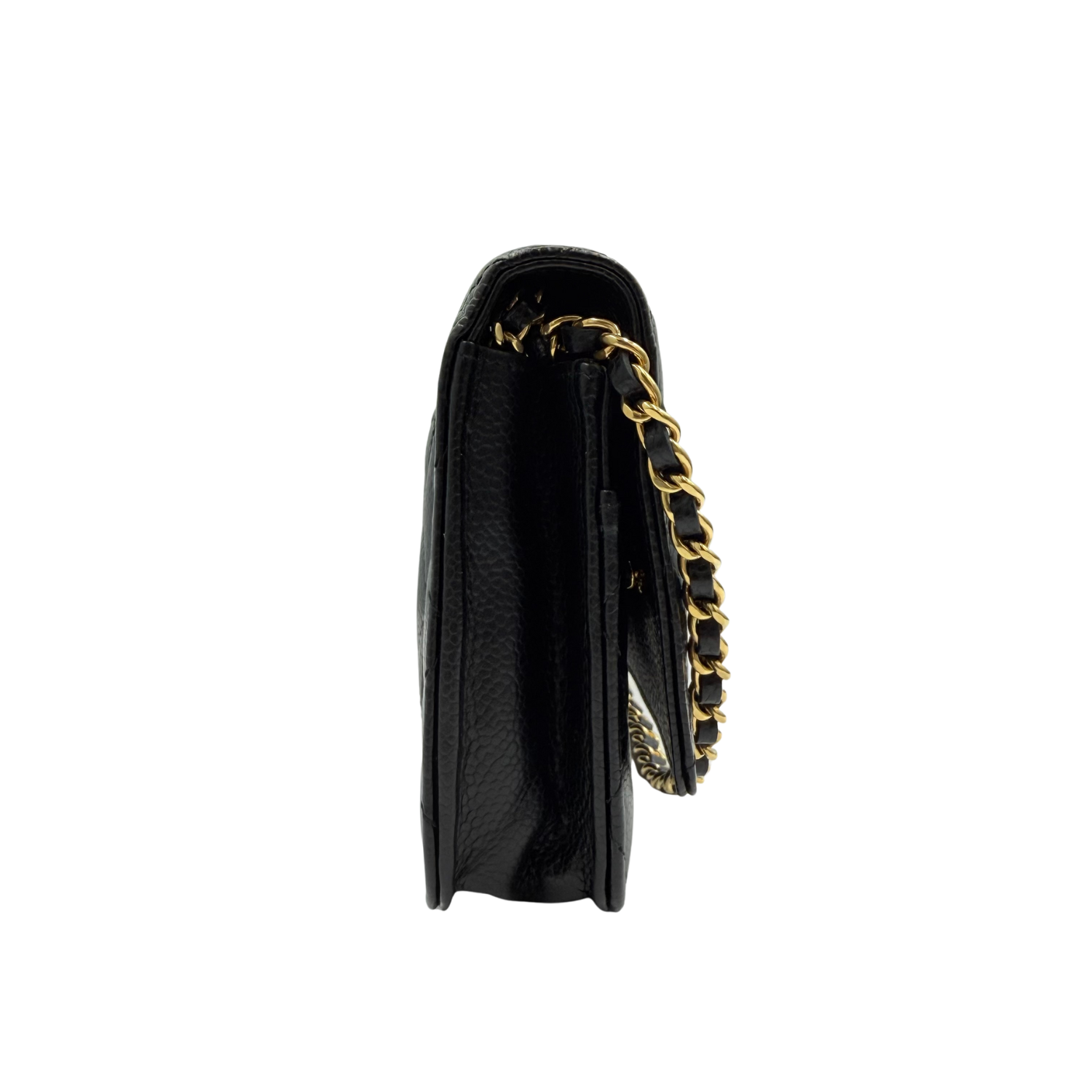 Chanel Classic Quilted Wallet On Chain Black Microchipped
