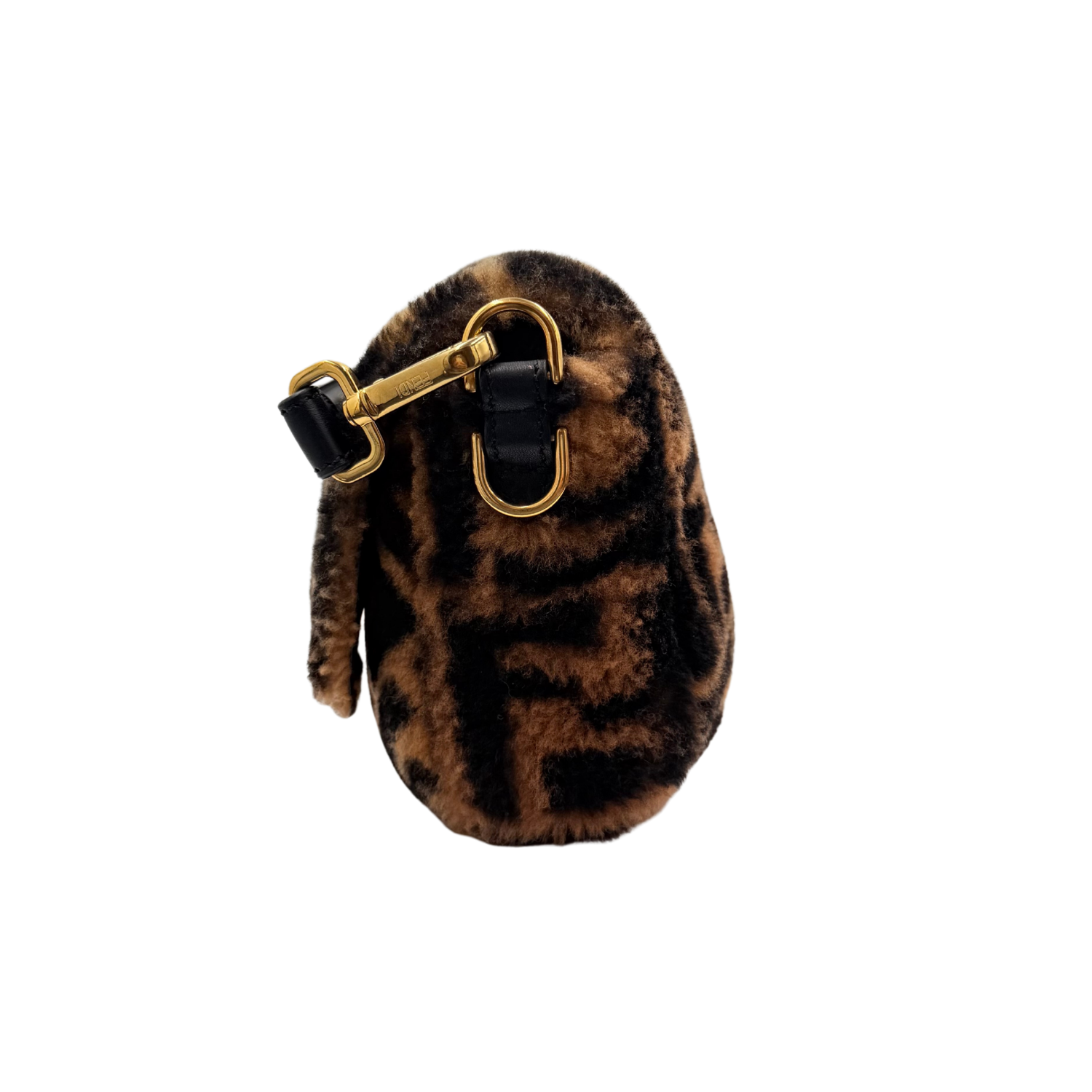 Shearling Vitello Dolce Macro FF 1974 Baguette Tobacco Black