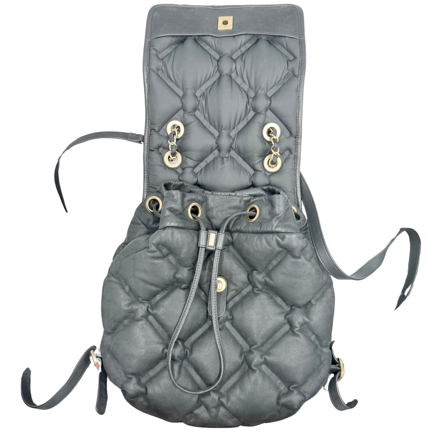 Chanel Quilted Cuban Chesterfield Backpack Black