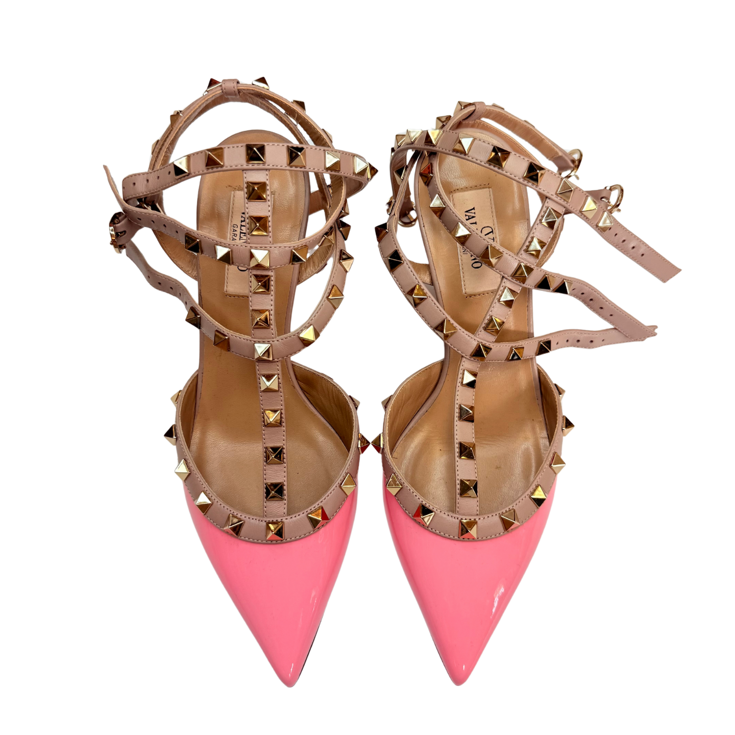 Valentino Rockstud Accents T-Strap Pumps Pink