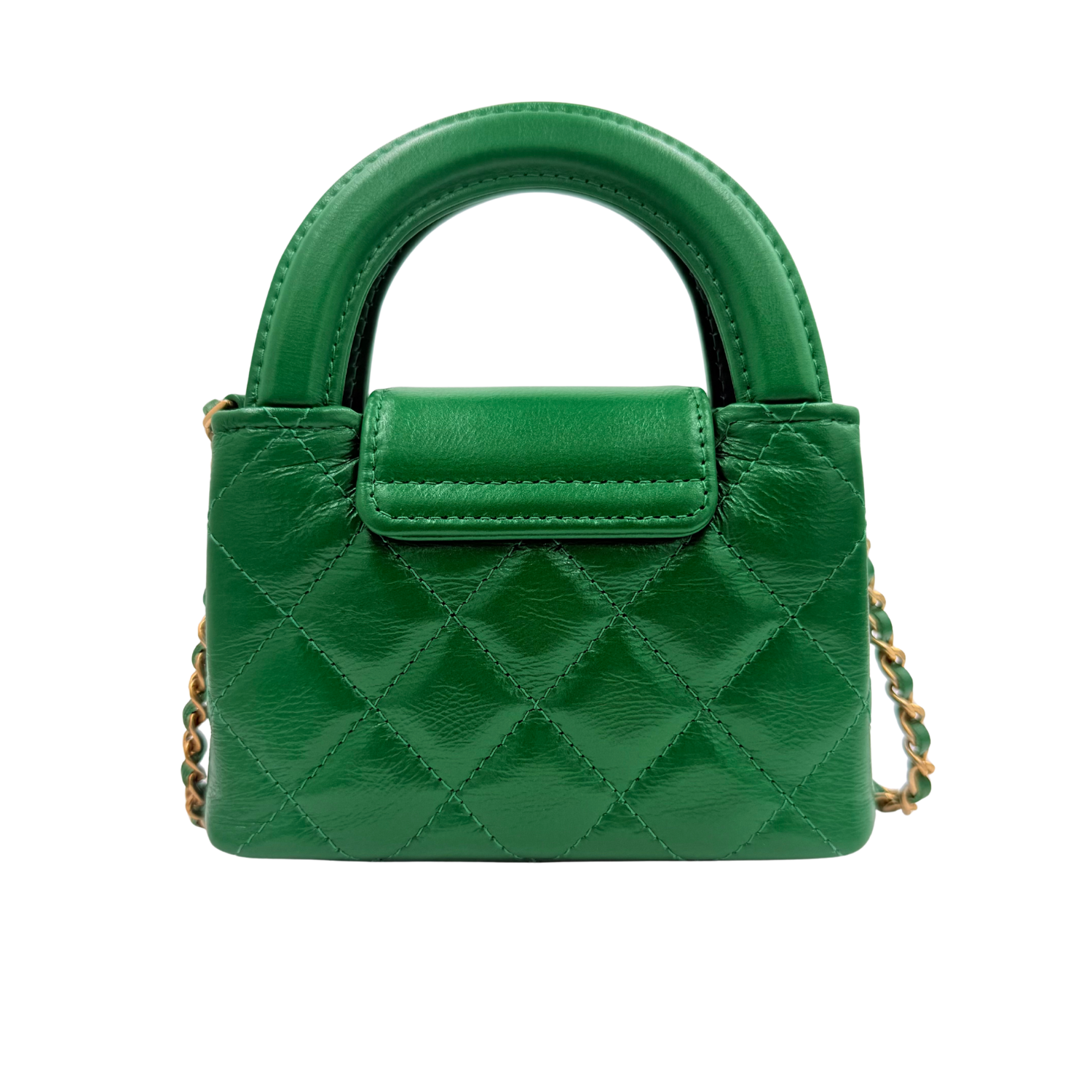 Chanel Quilted Nano Kelly Shopper Green