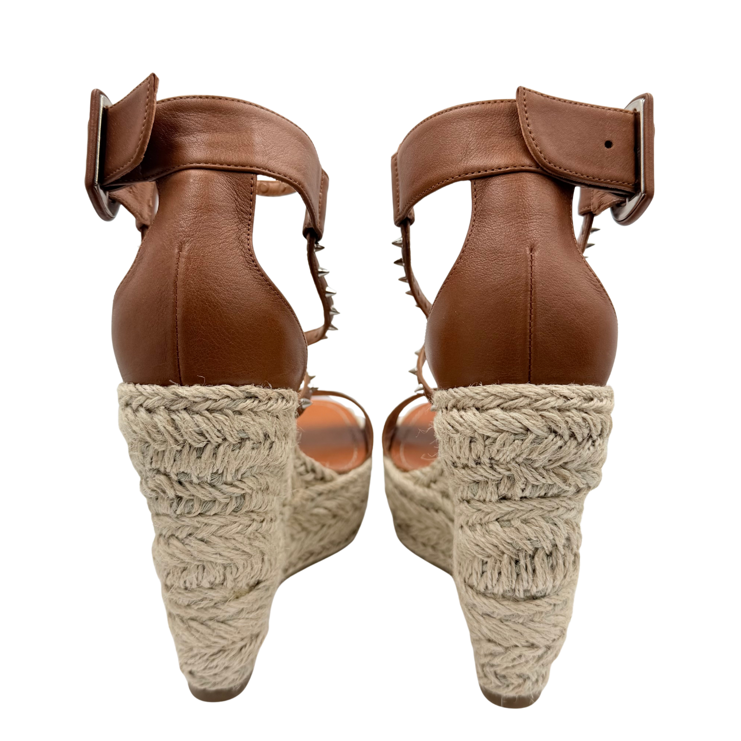 Christian Louboutin Chocazeppa Leather Wedge Espadrilles Brown