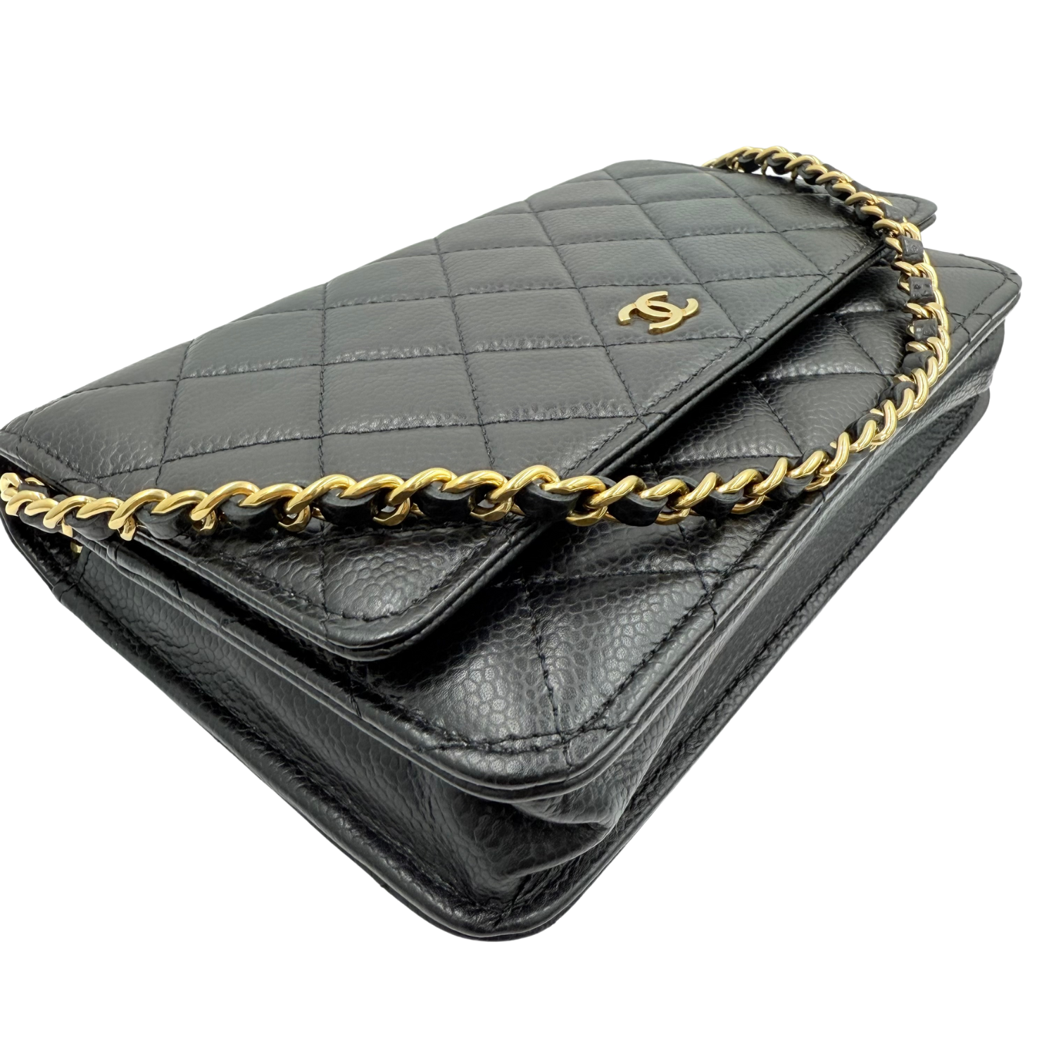 Chanel Classic Quilted Wallet On Chain Black Microchipped