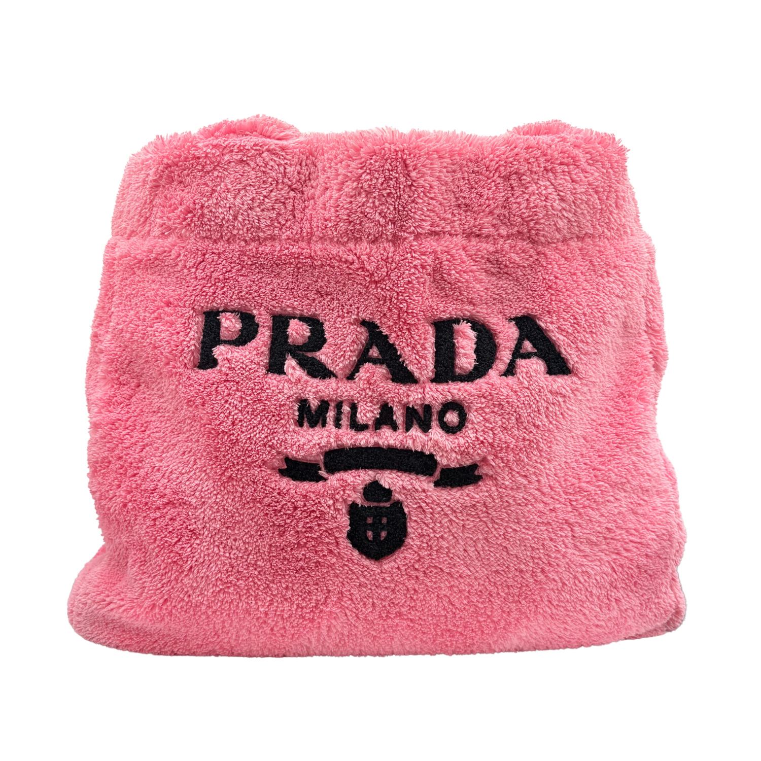 Prada Enameled Metal Triangle Spugna Tote Pink