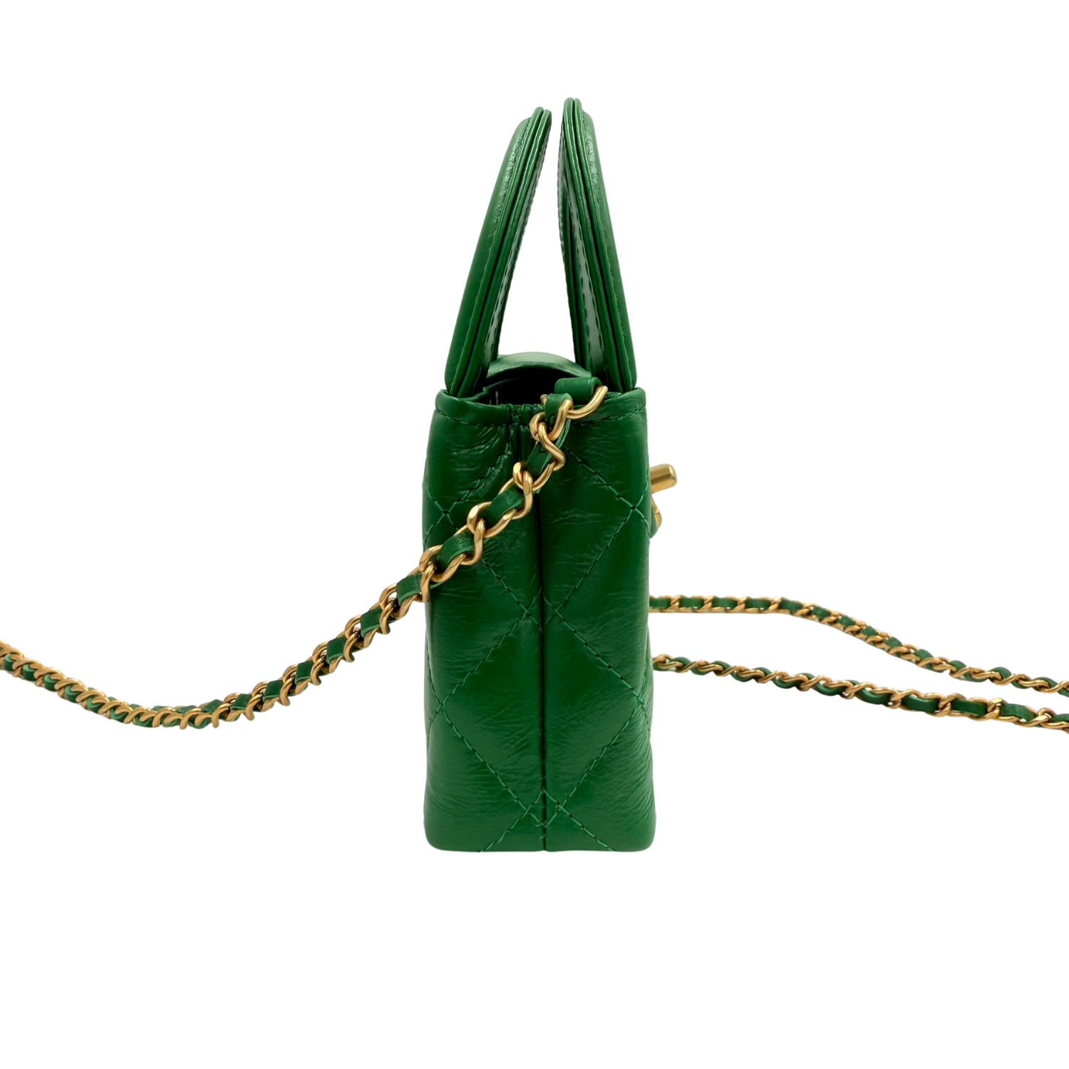 Chanel Quilted Nano Kelly Shopper Green