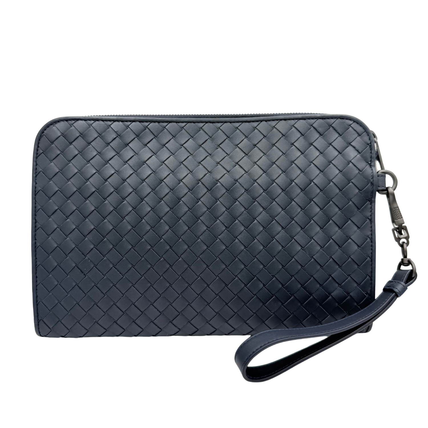 Bottega Veneta Intrecciato Wristlet Clutch Navy