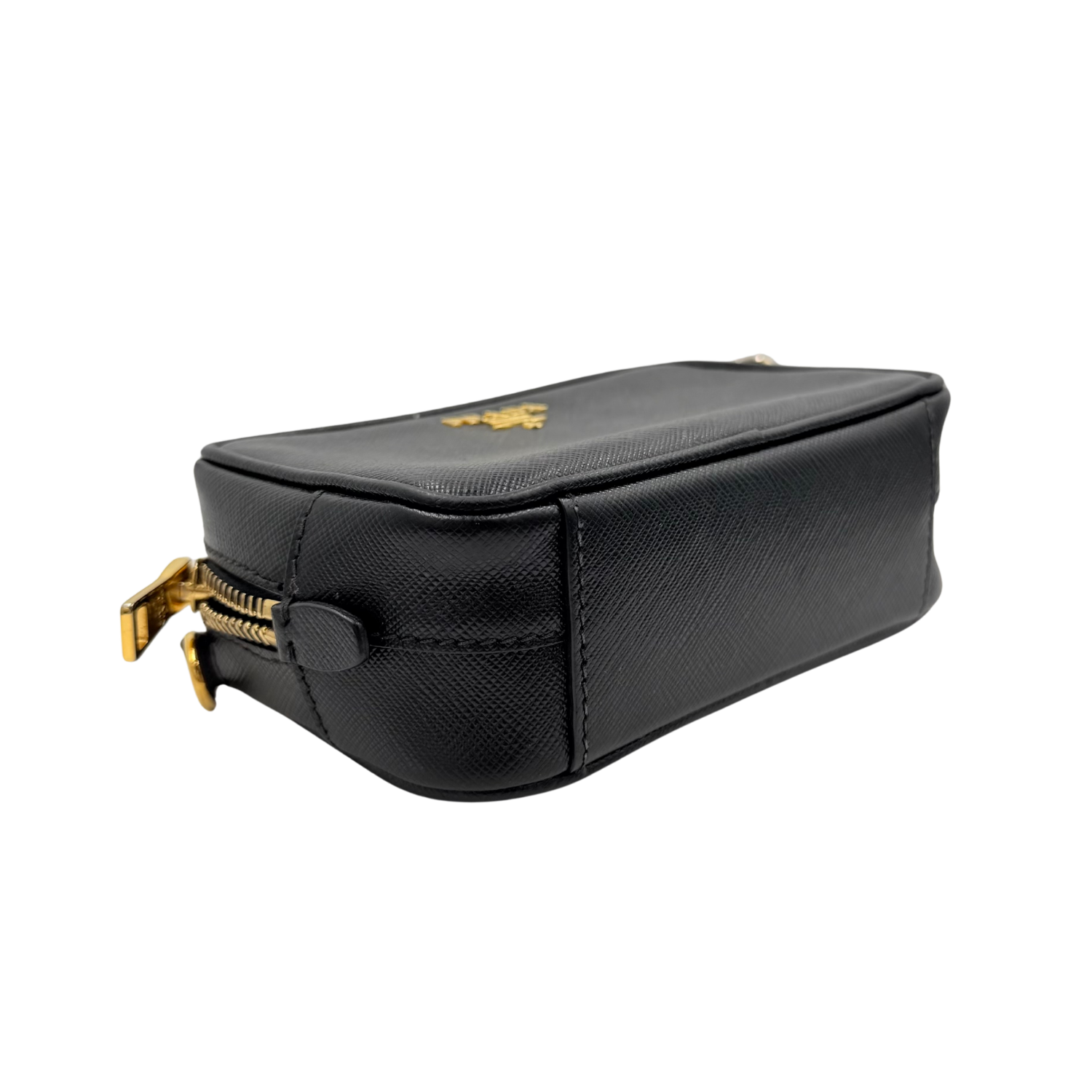 Prada Saffiano Mini Camera Crossbody Bag Black