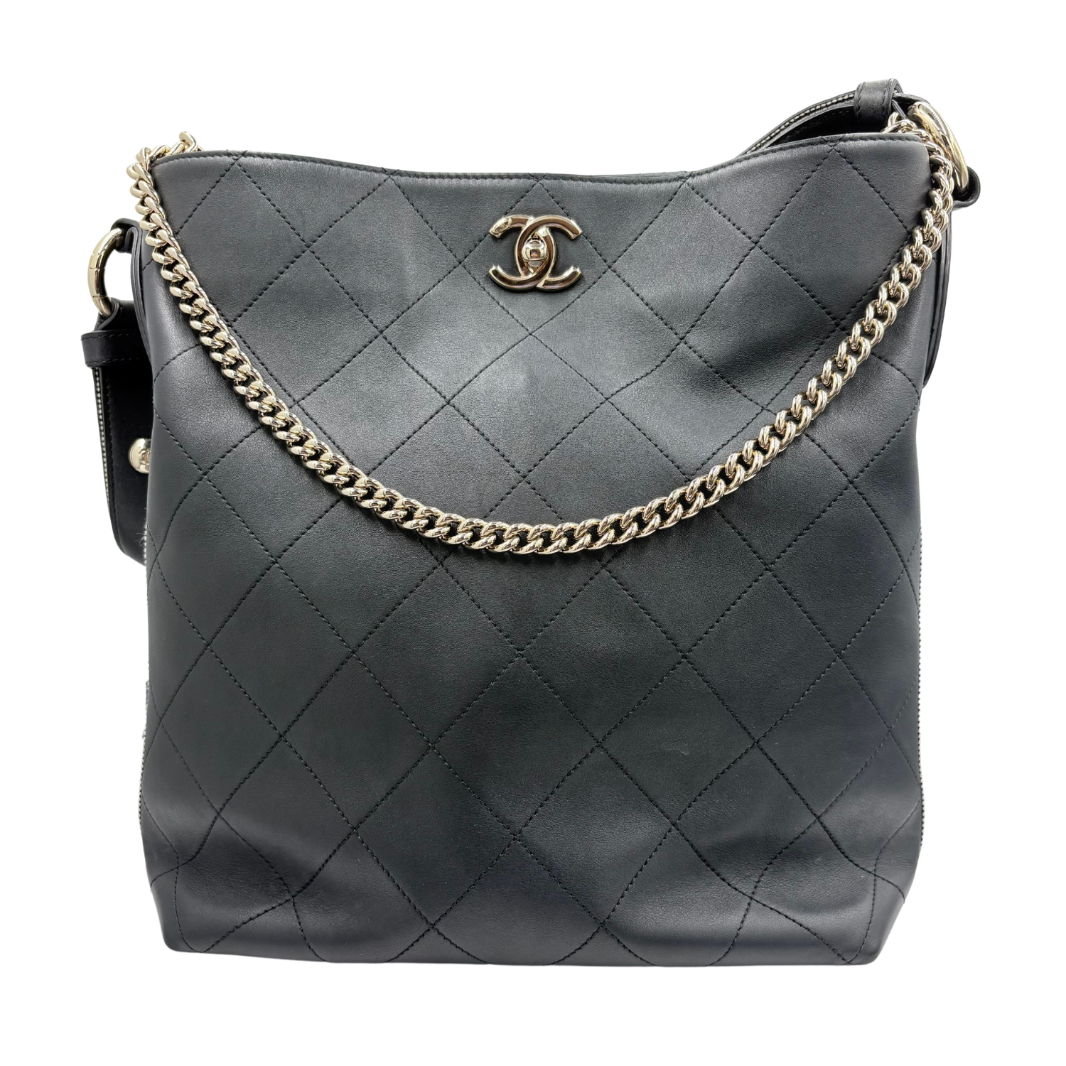 Chanel CC Button Up Hobo Black