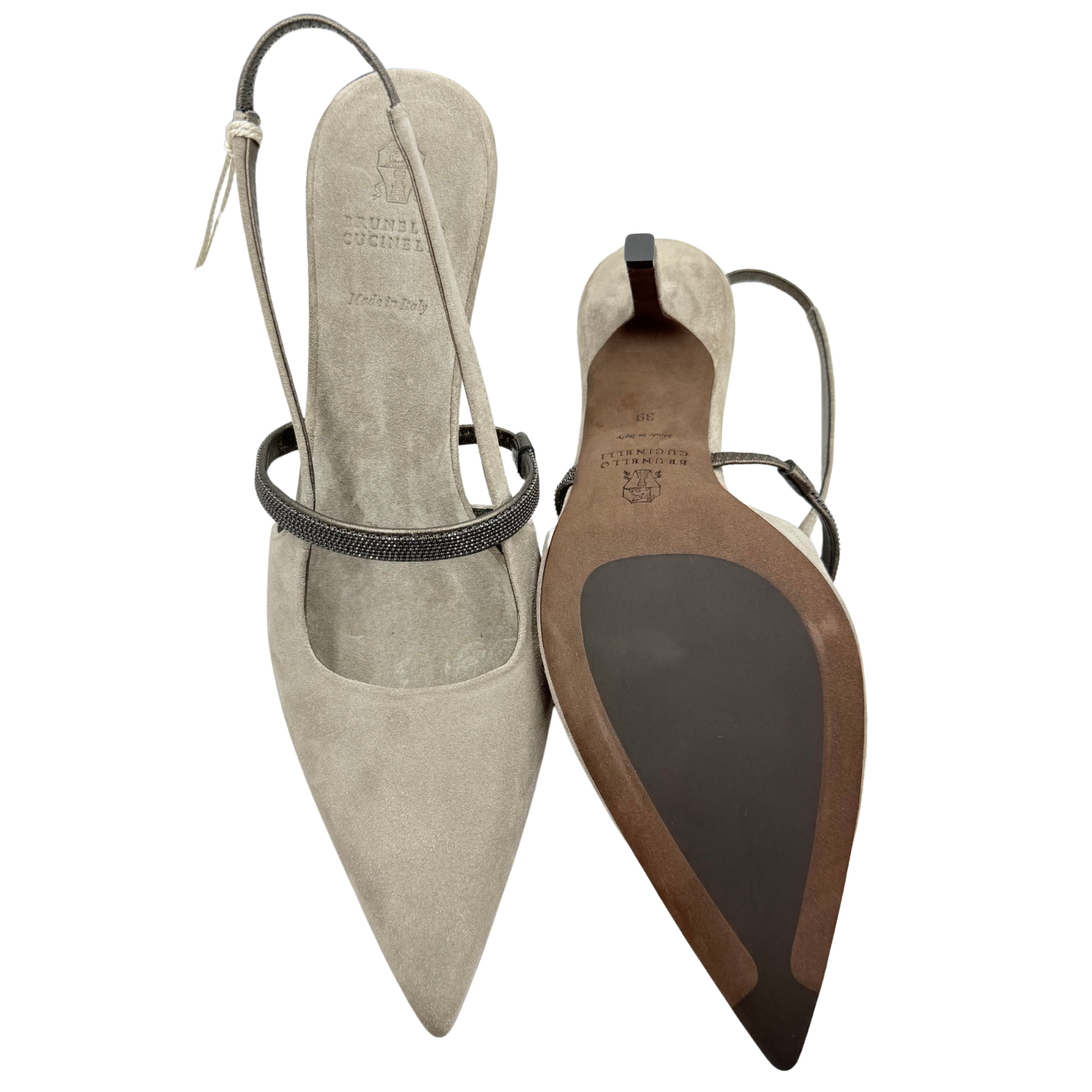 Brunello Cucinelli Suede Heels Light Grey