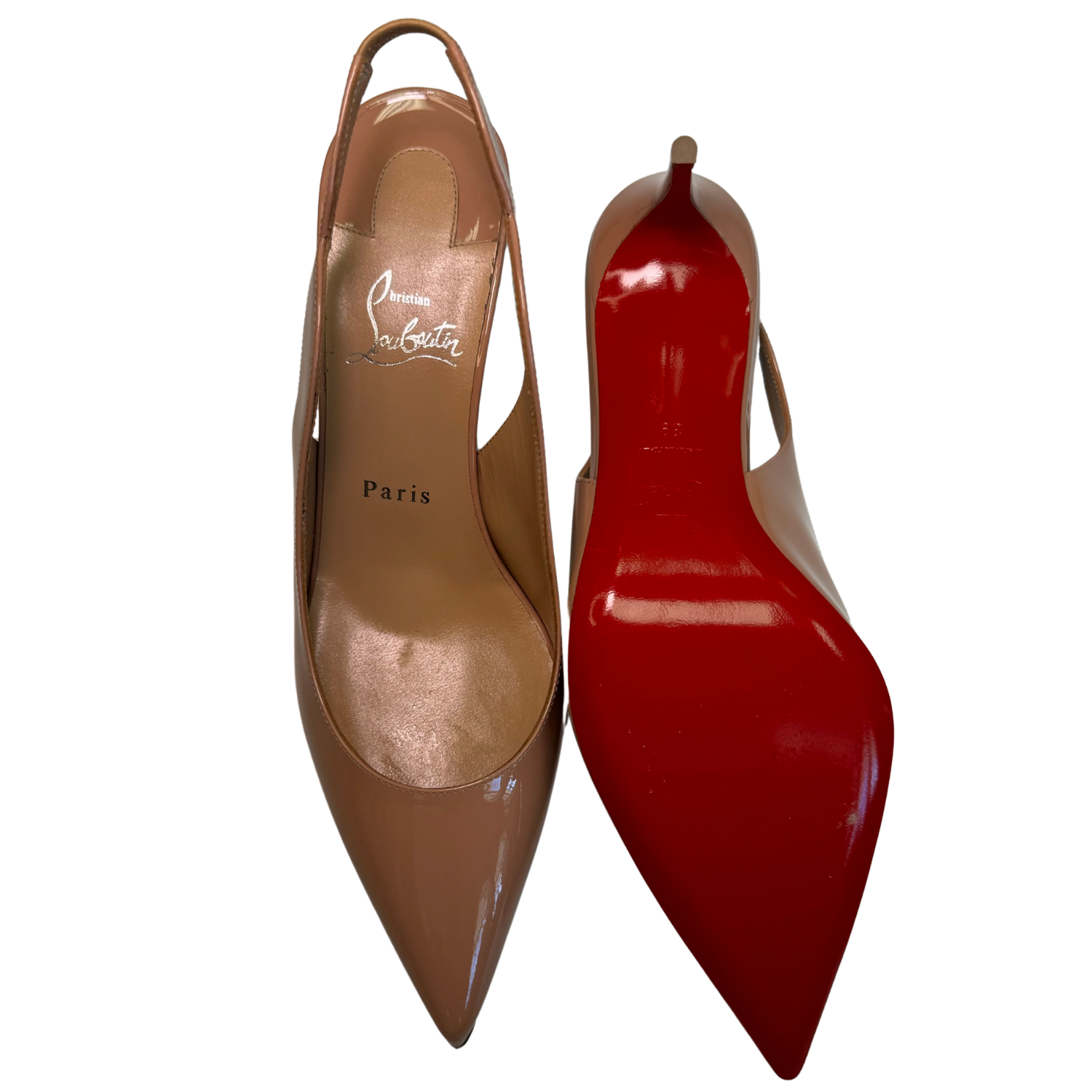 Christian Louboutin Kate Slingback Patent Calfskin Pumps Tan