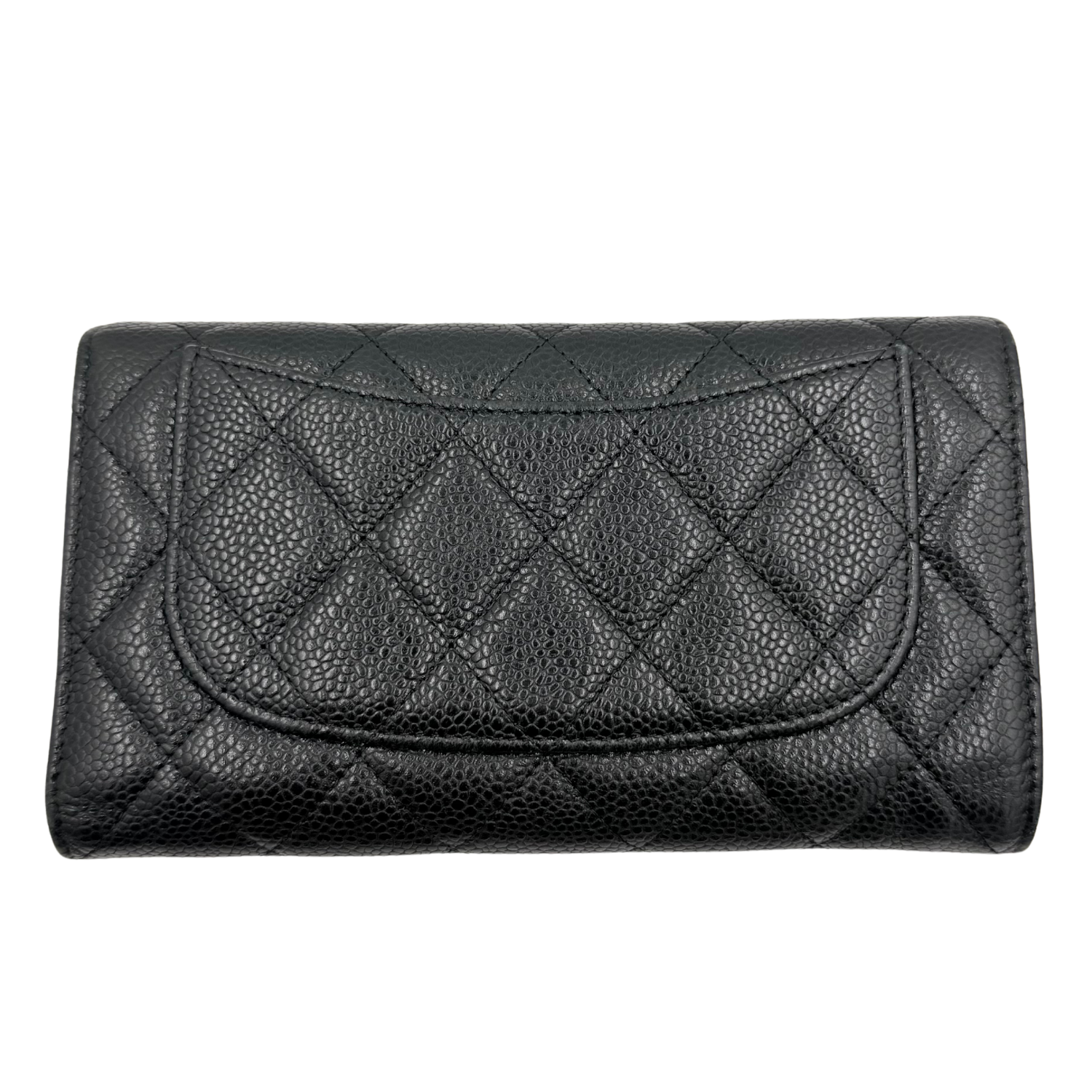 Large Quilted Flap Wallet Black