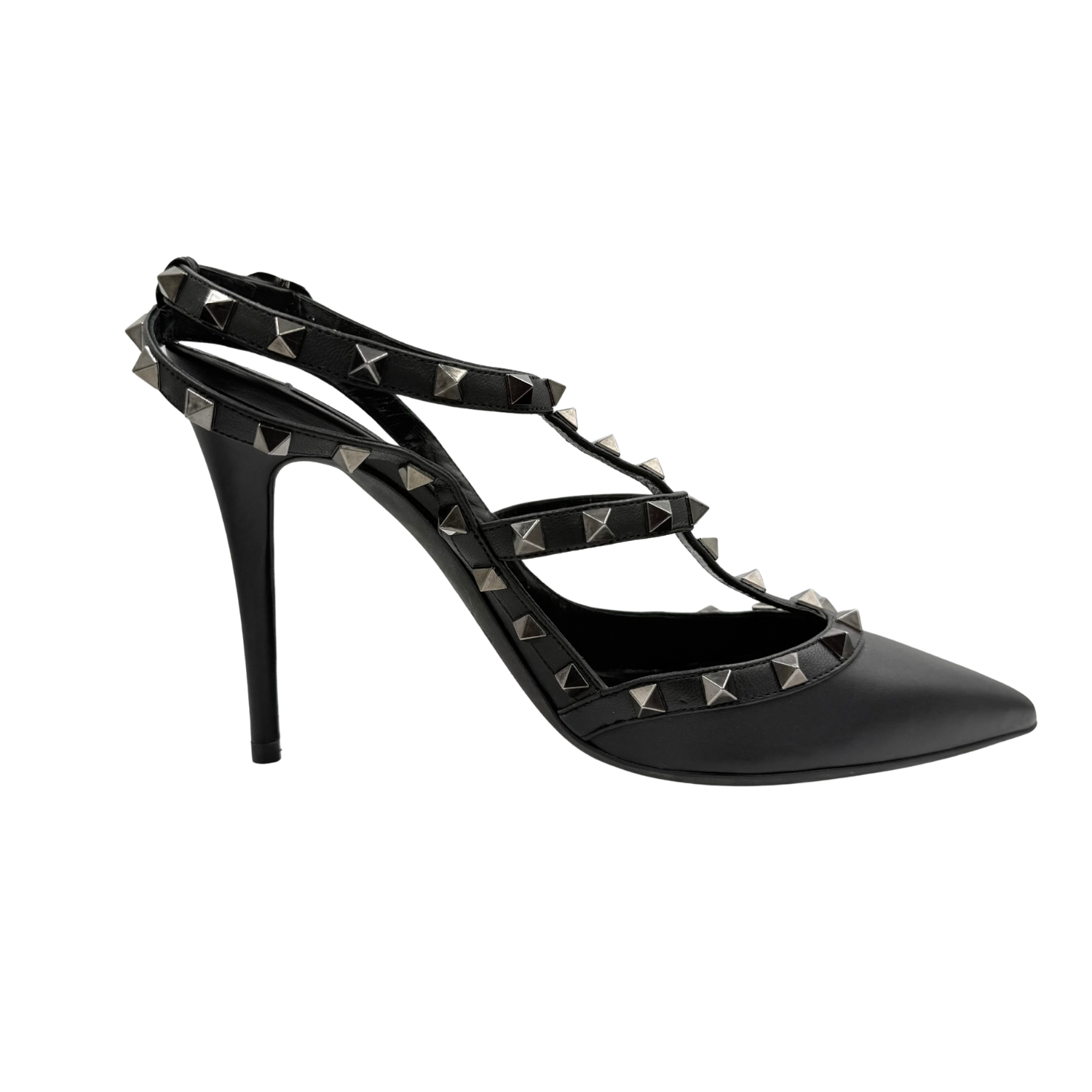 Valentino Rockstud Ankle Strap Pumps Tonal Studs 100mm Black