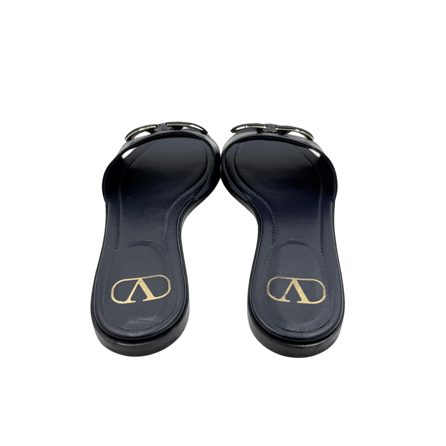 Valentino V Logo Signature Slide Sandals Navy