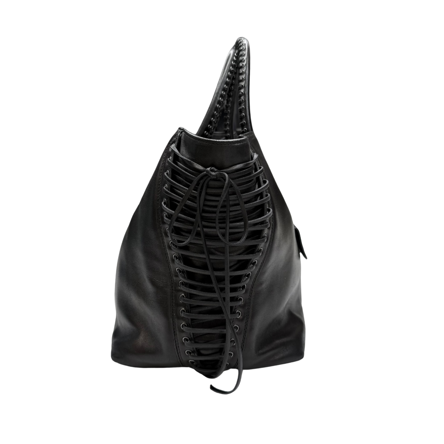 Miu Miu Laced Shopper Tote Bag Black