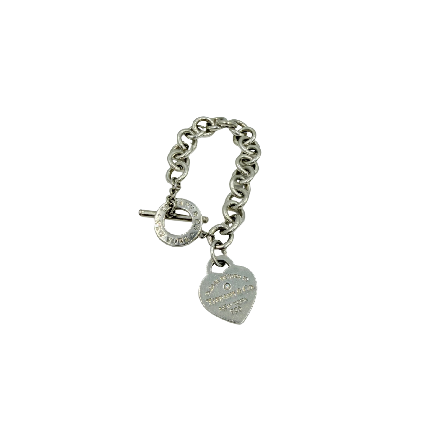 Tiffany & Co. XS Heart Tag with Diamond Toggle Bracelet Silver