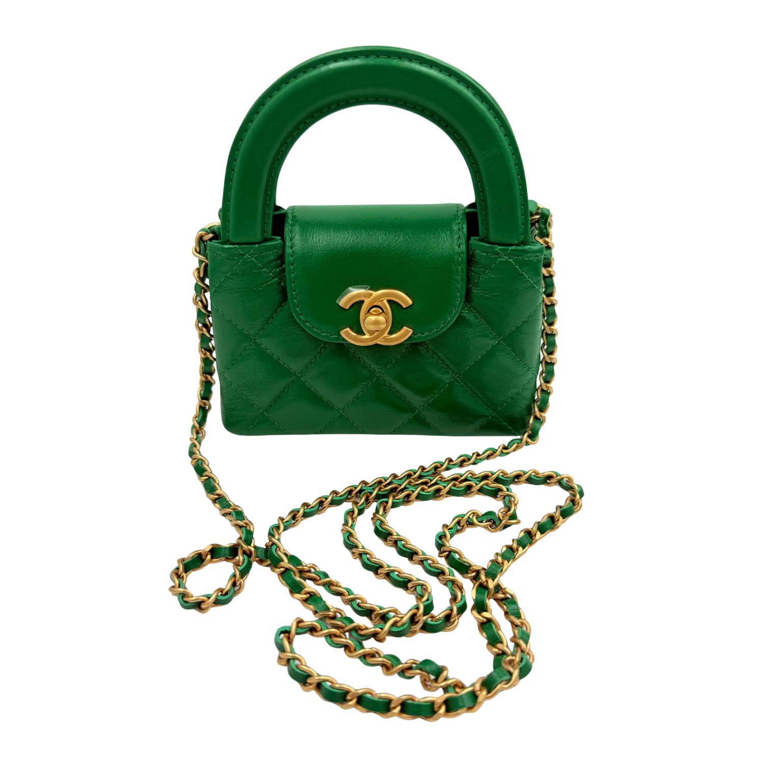 Chanel Quilted Nano Kelly Shopper Green