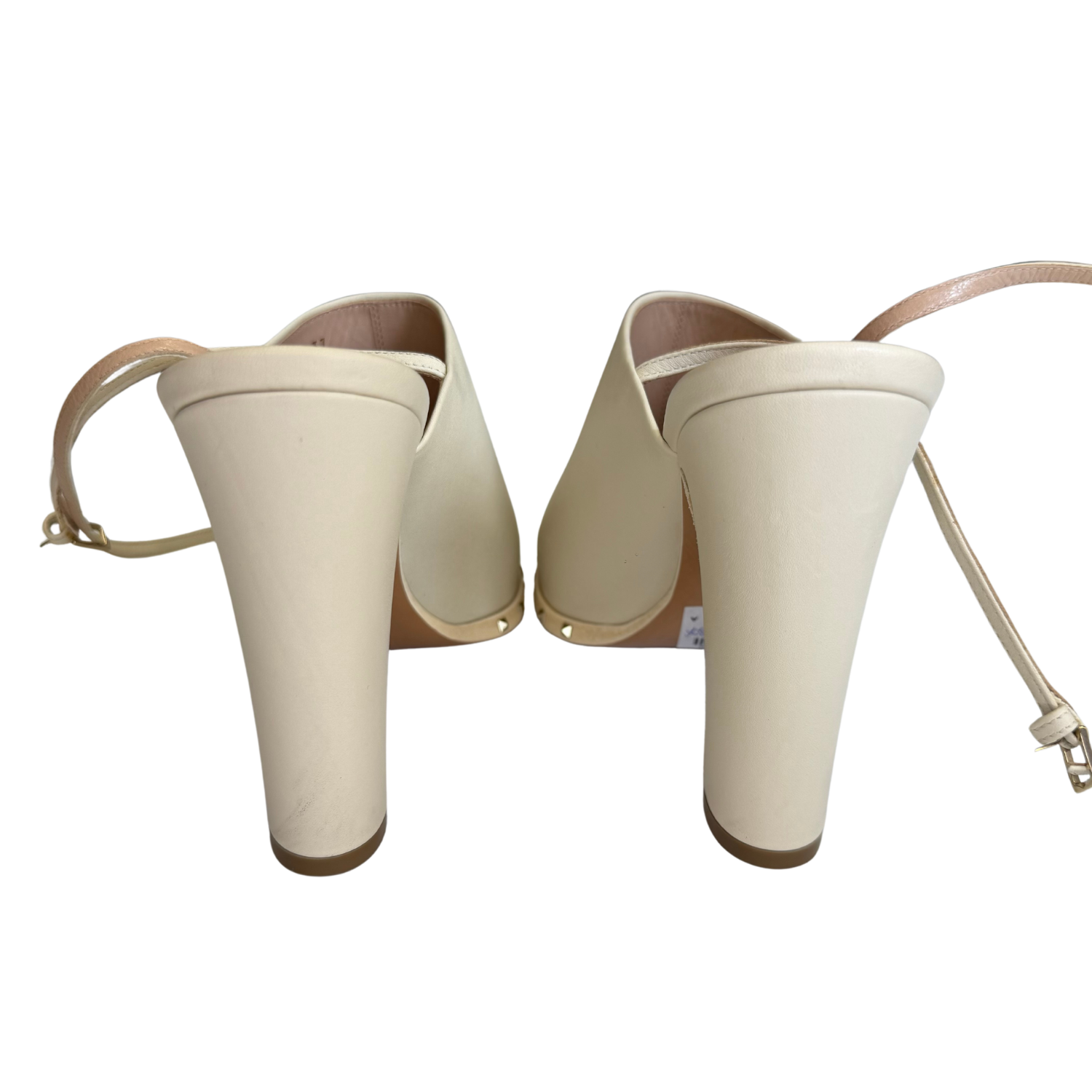 Valentino Calfskin Rockstud 115mm Leather Mule Slingbacks Ivory