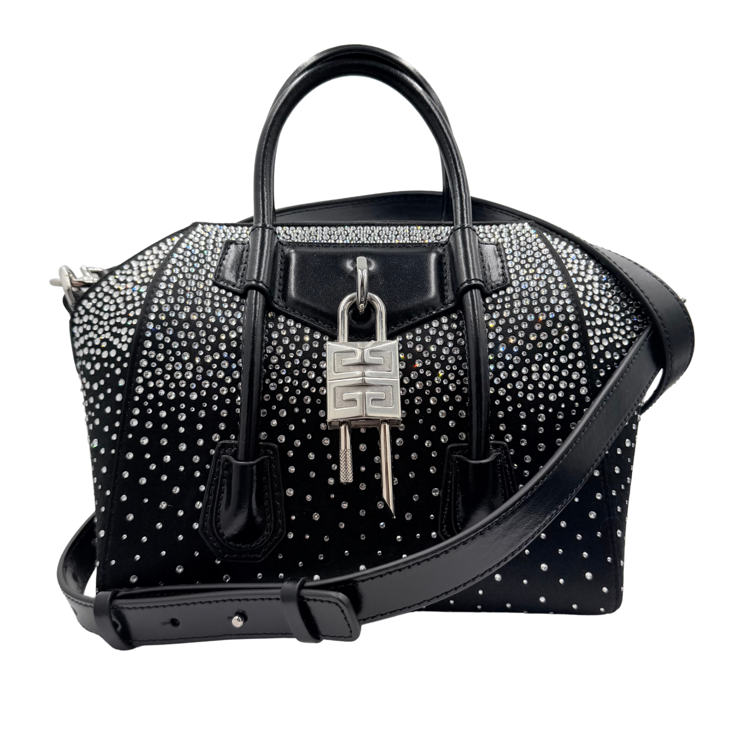 Mini Antigona Crystal Embellished Bag Black
