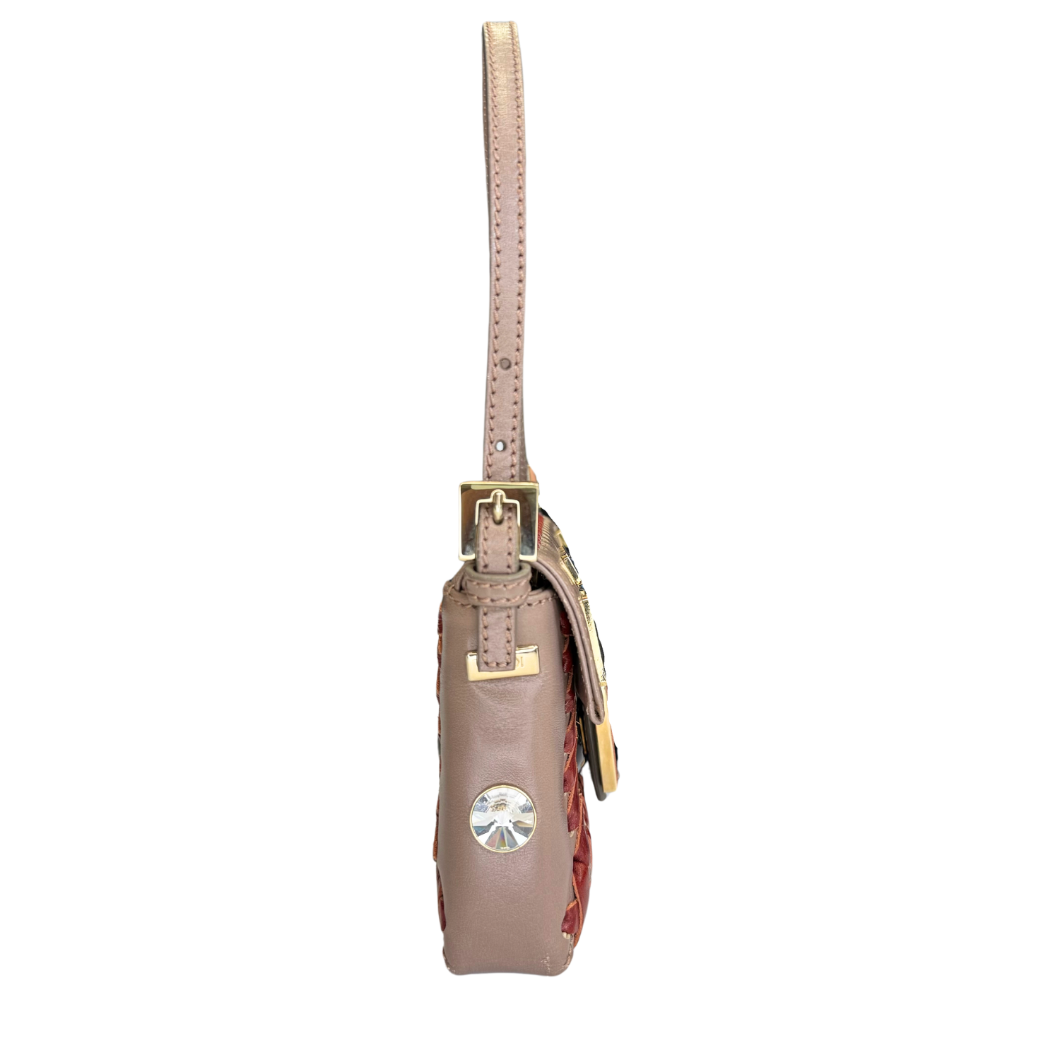 Fendi Stone Embellished Taupe Bag