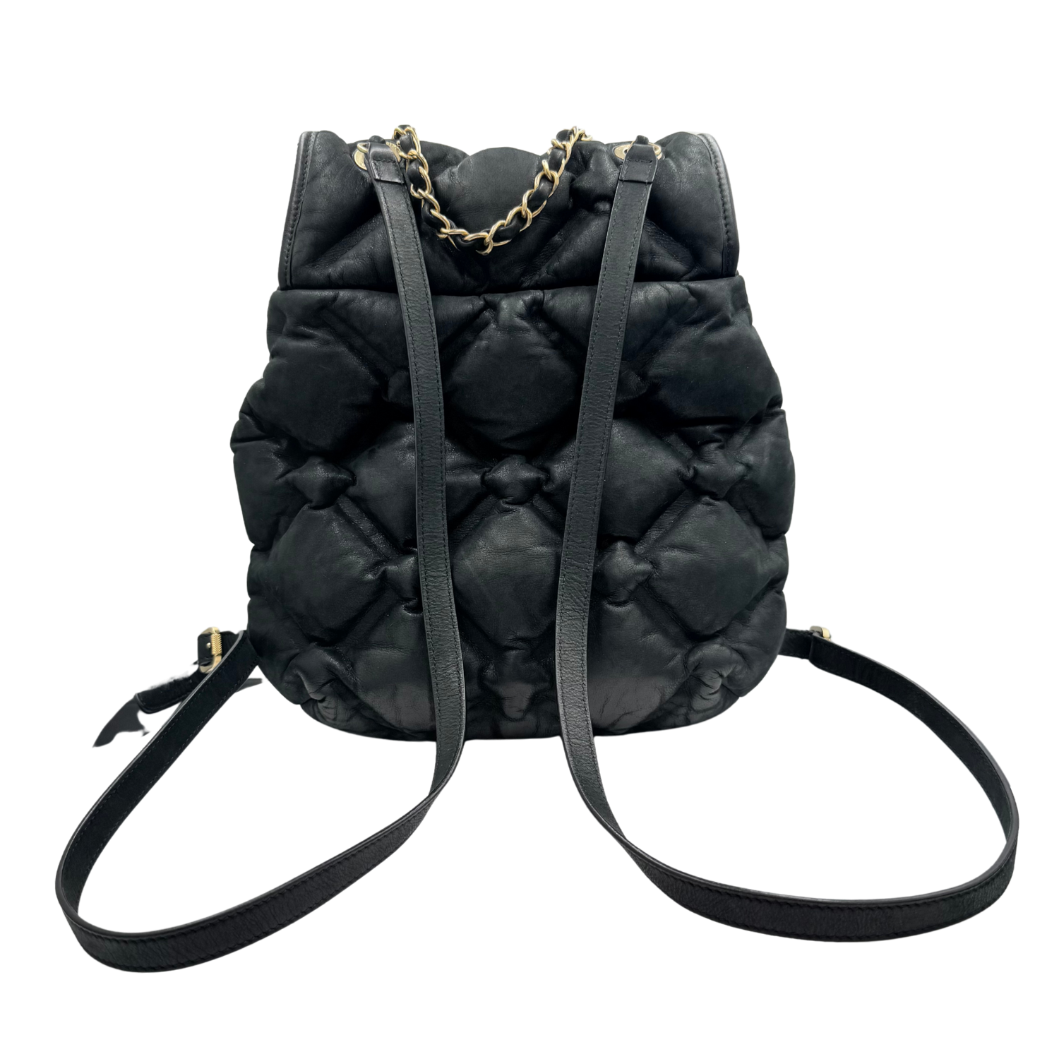 Chanel Quilted Cuban Chesterfield Backpack Black