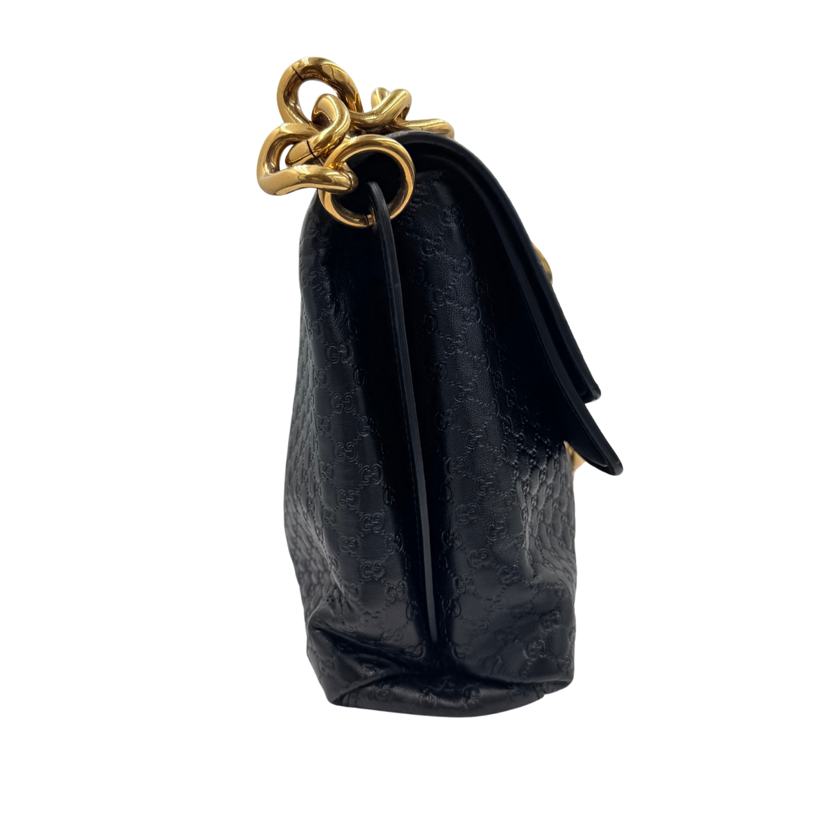 Large Microguccissima Monogram Flap Bag Black
