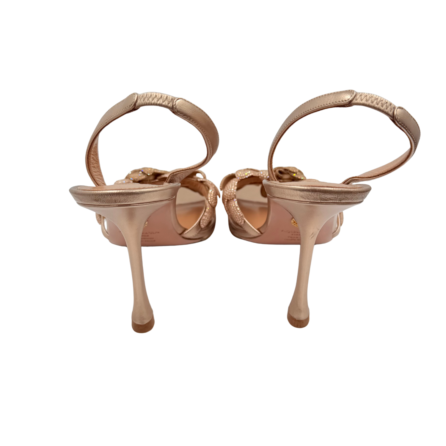 Aquazzura Rose Gold Slingback Heels Size 40