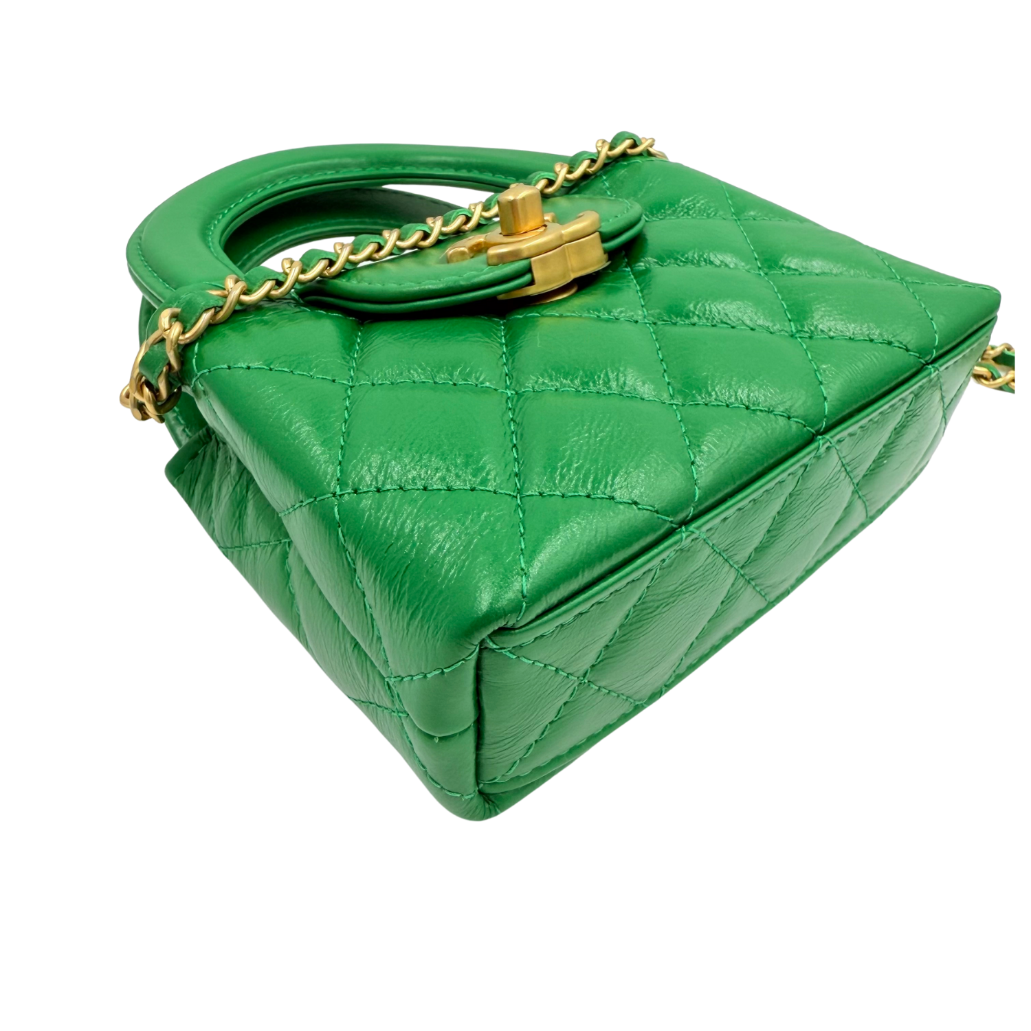 Chanel Quilted Nano Kelly Shopper Green