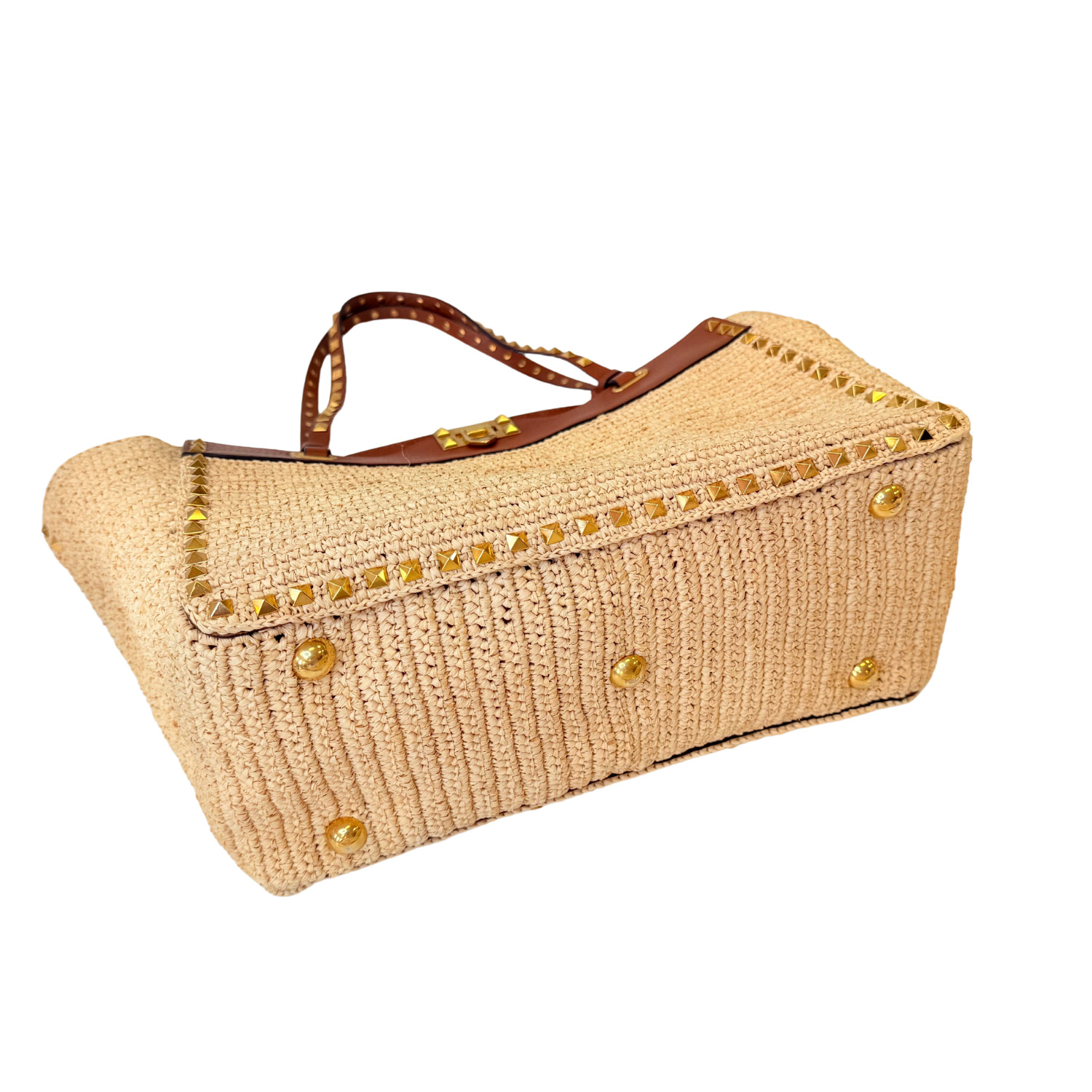 Valentino Rockstud Raffia Tote