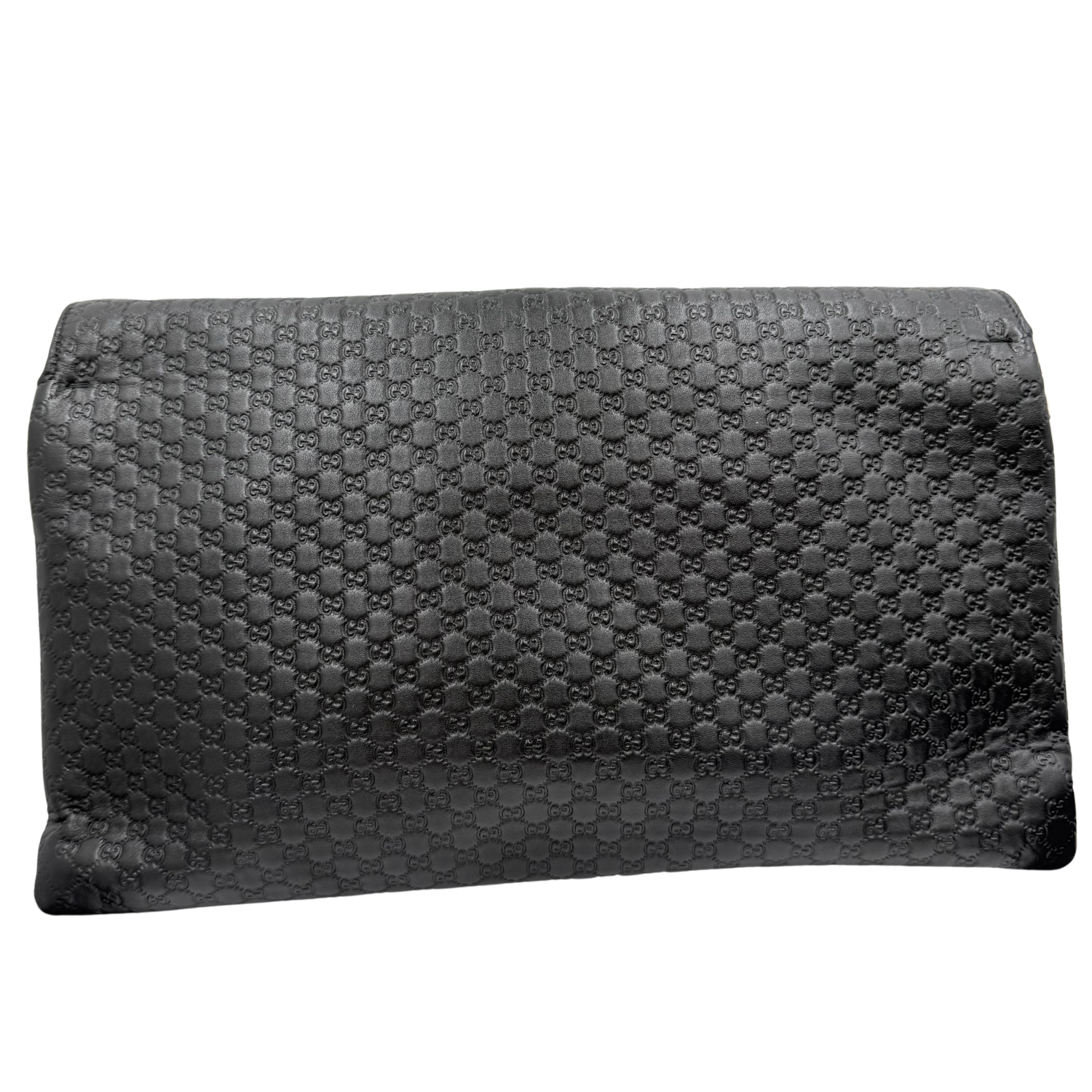 Large Microguccissima Monogram Flap Bag Black