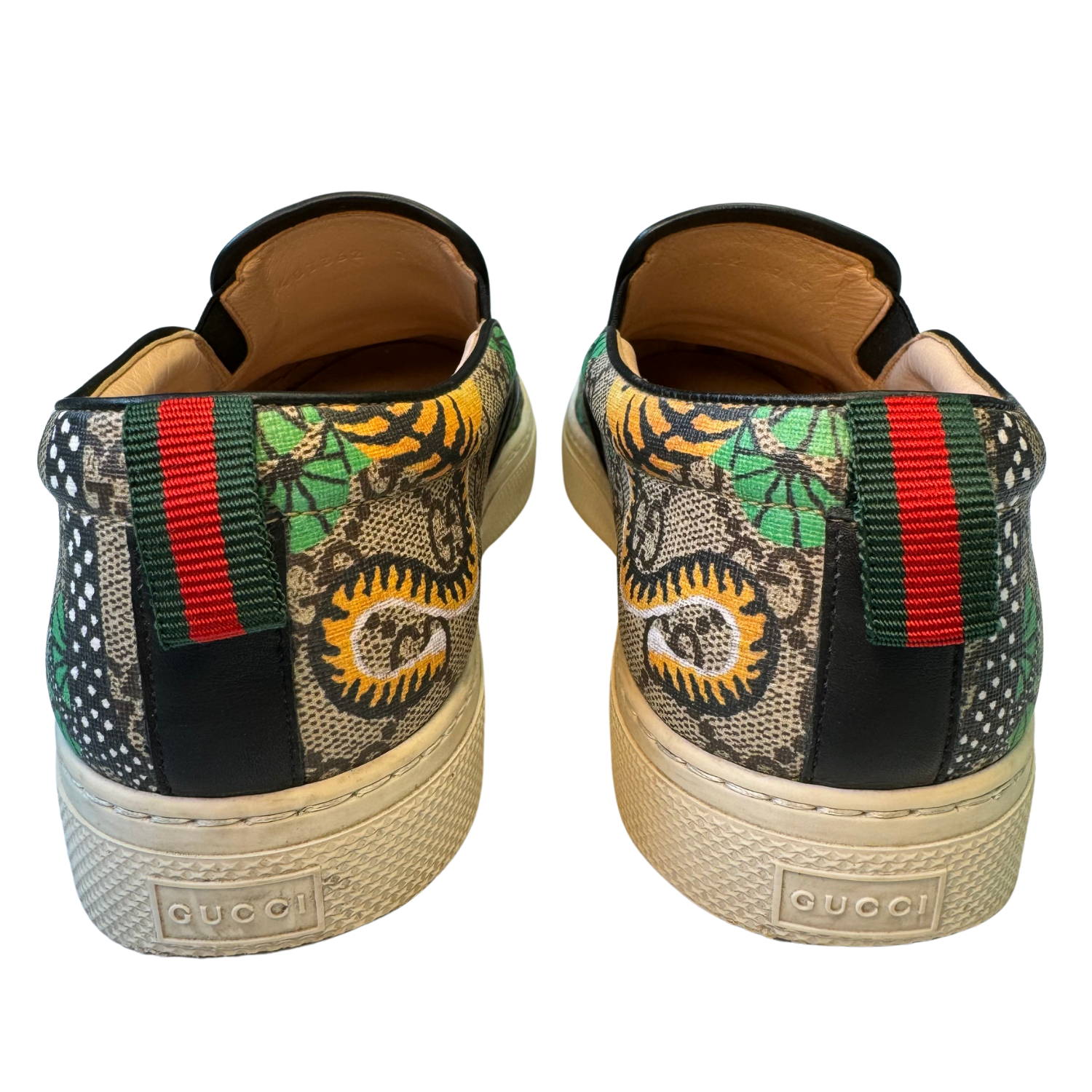 Gucci Canvas Bengal Print Slip Ons