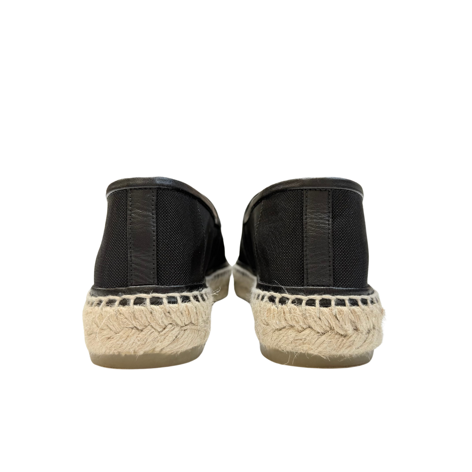 Chanel Interlocking CC Leather Trim Embellishment Espadrilles Black