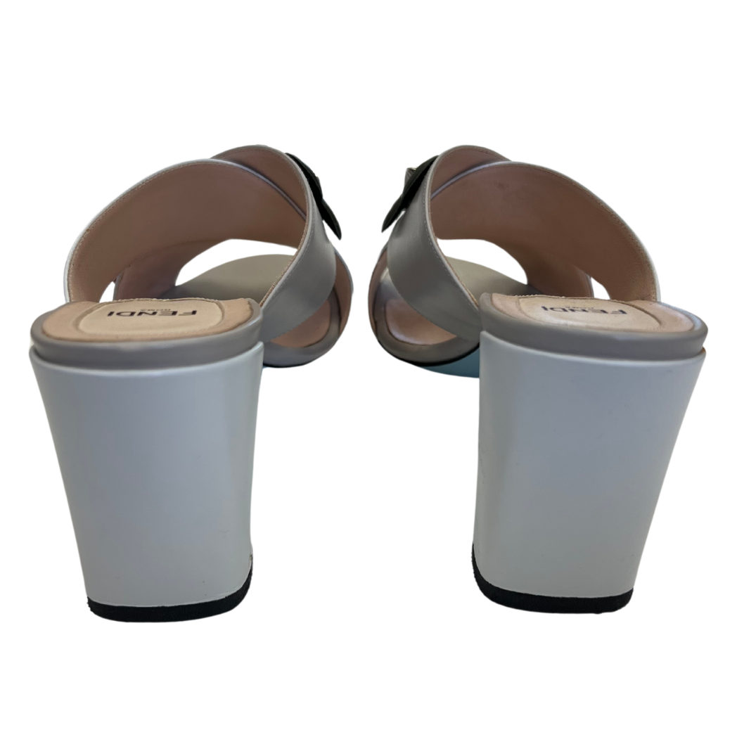 Fendi Leather FlowerLand Block Heel Sandals