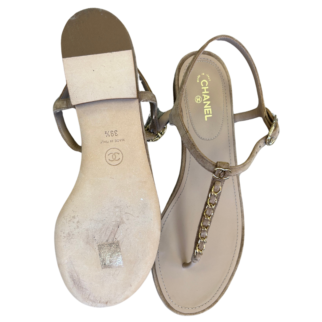 Chanel Suede Chain Sandals