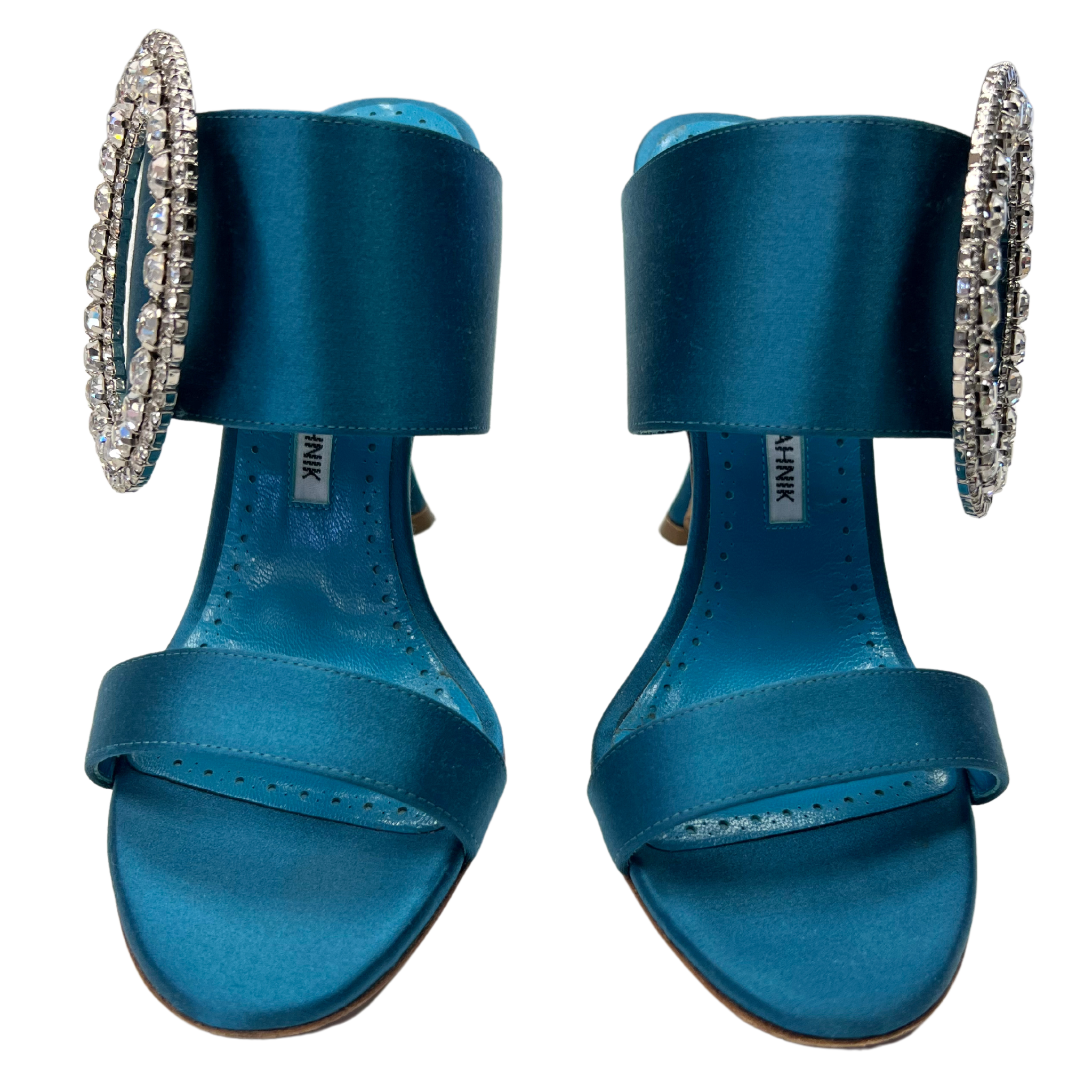 Manolo Blahnik Fibiona Crystal Satin Mule