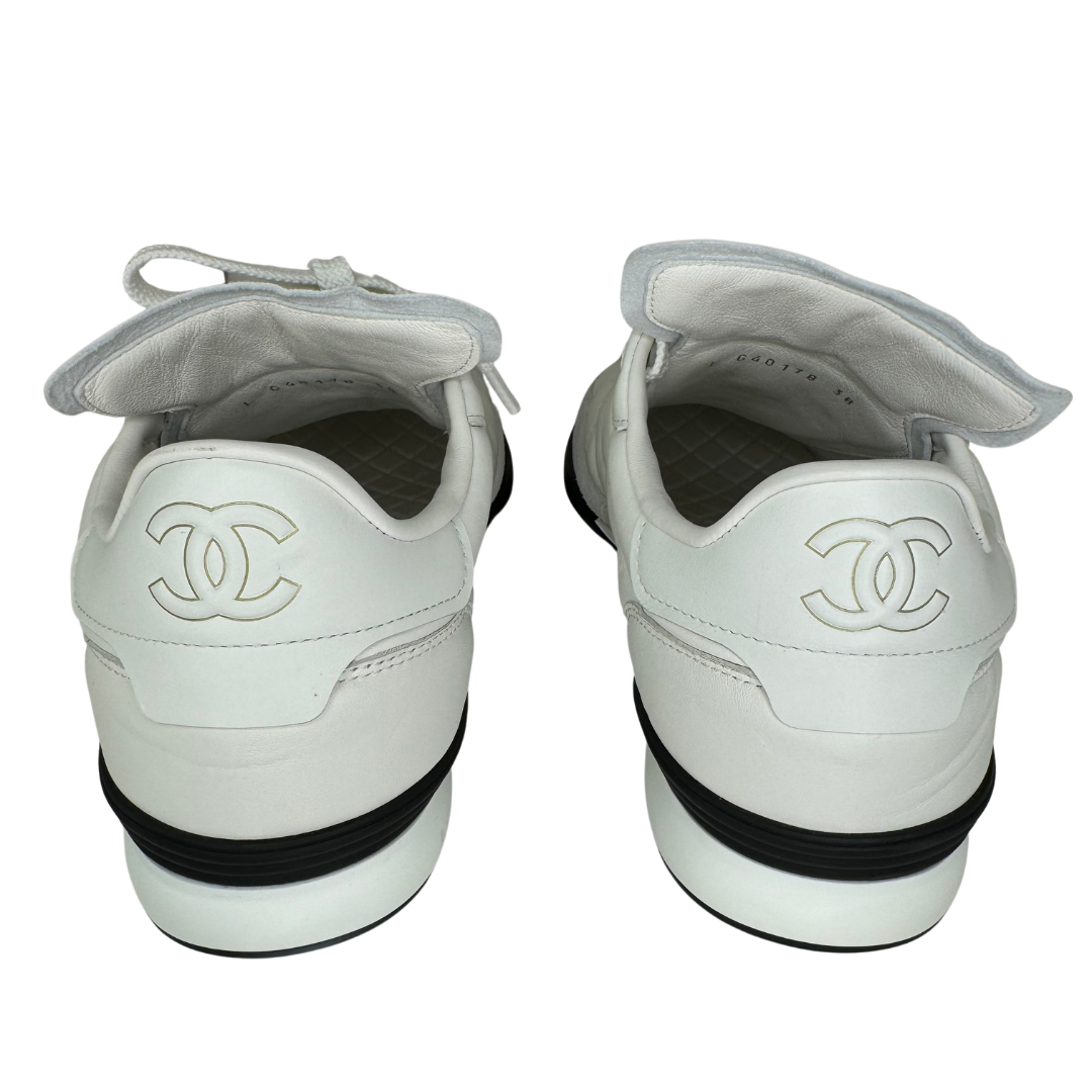 Chanel White Quilted Leather Sneakers