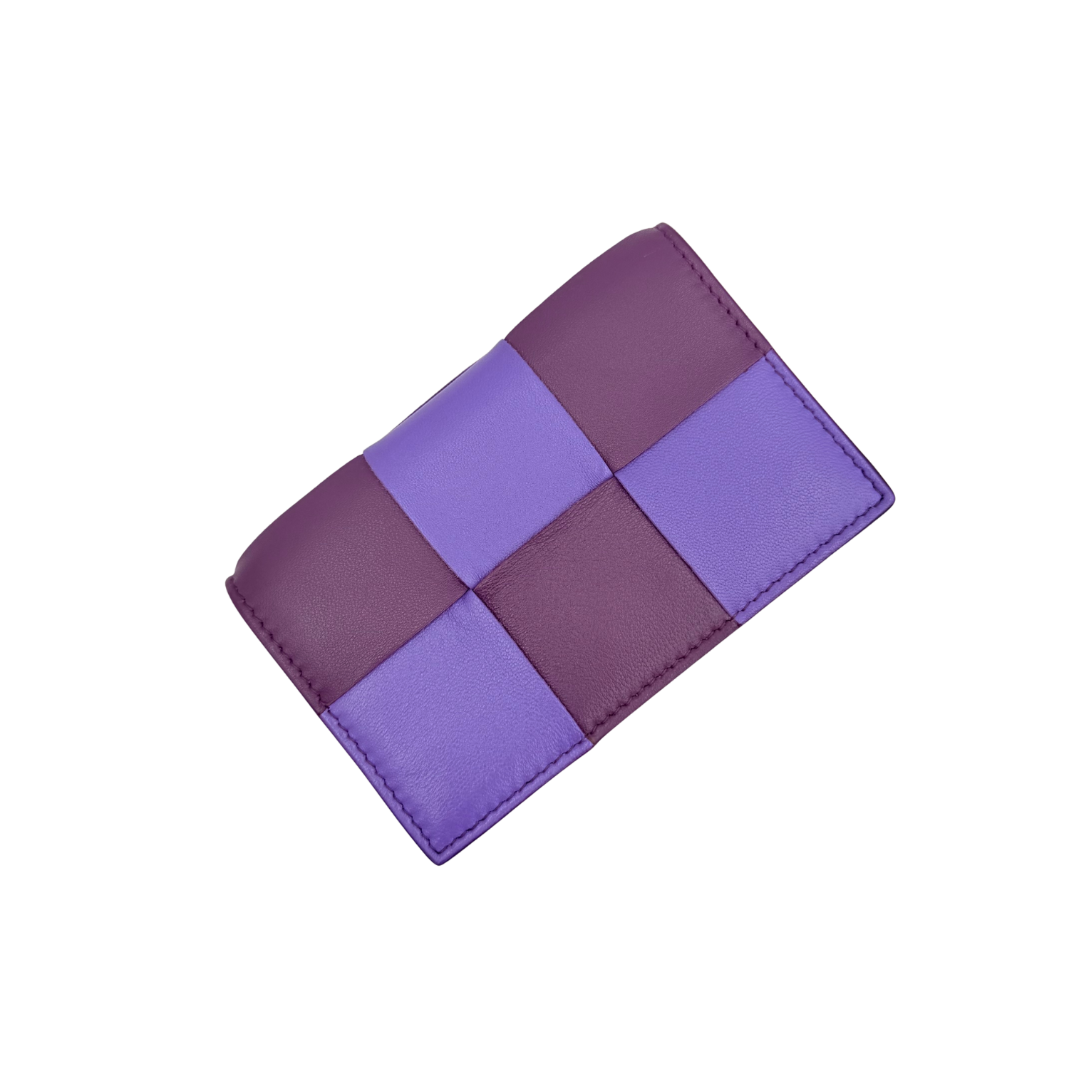 Bottega Veneta Small Intrecciato Leather Cassette Flap Card Case Two Tone Purple