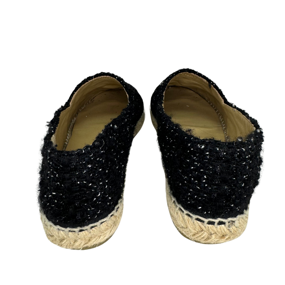 Chanel Lambskin Tweed Espadrilles Black Silver