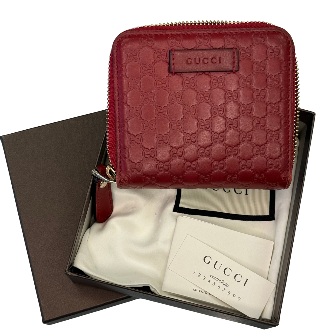 Gucci Microguccissima Red Leather Wallet