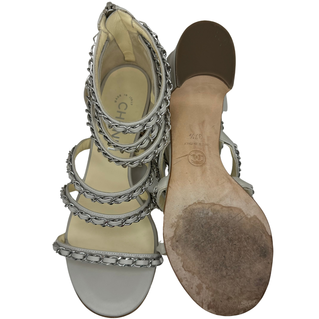 Chanel Gladiator Block Heel Grey