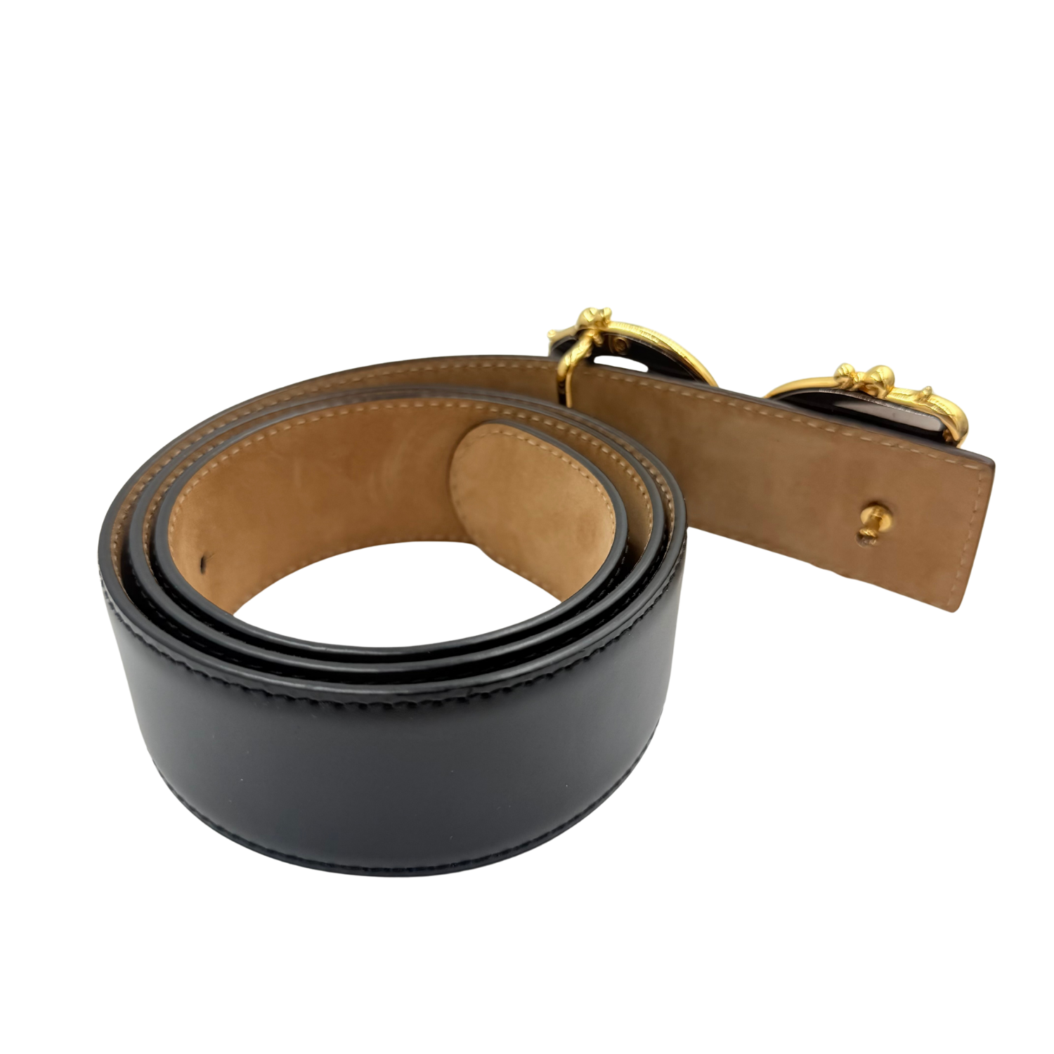 Dolce & Gabbana Leather Belt with Baroque DG Logo Black