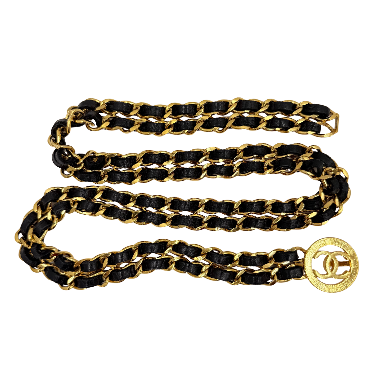 Chanel Vintage 1994 Interlocking CC Belt/Necklace Black and Gold