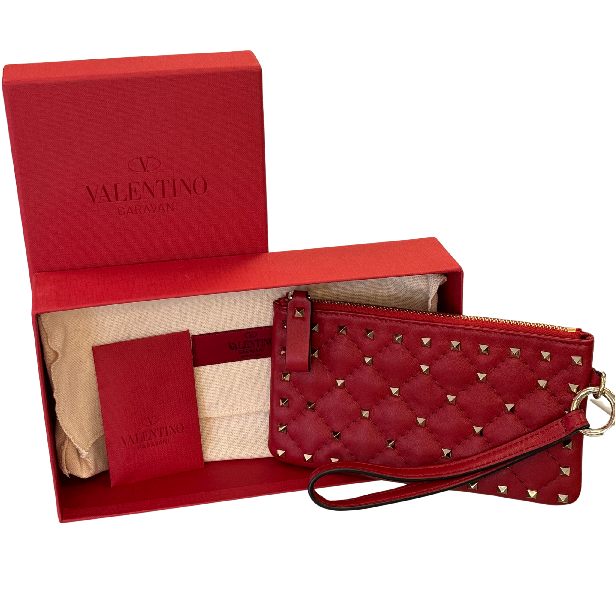 Valentino Rockstud Quilted Leather Pouch