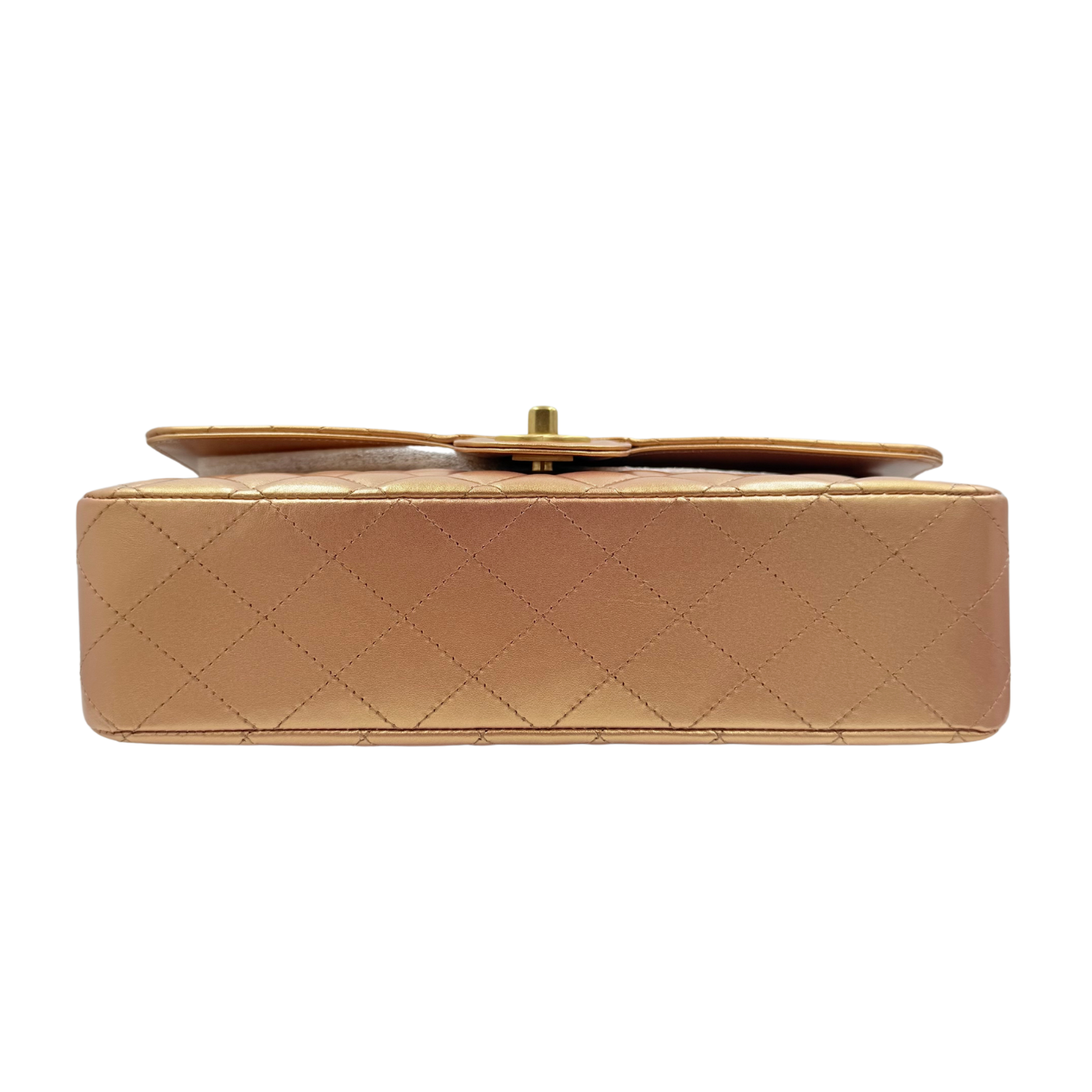 Chanel Classic Medium Metallic Double Flap Bag Iridescent Gold