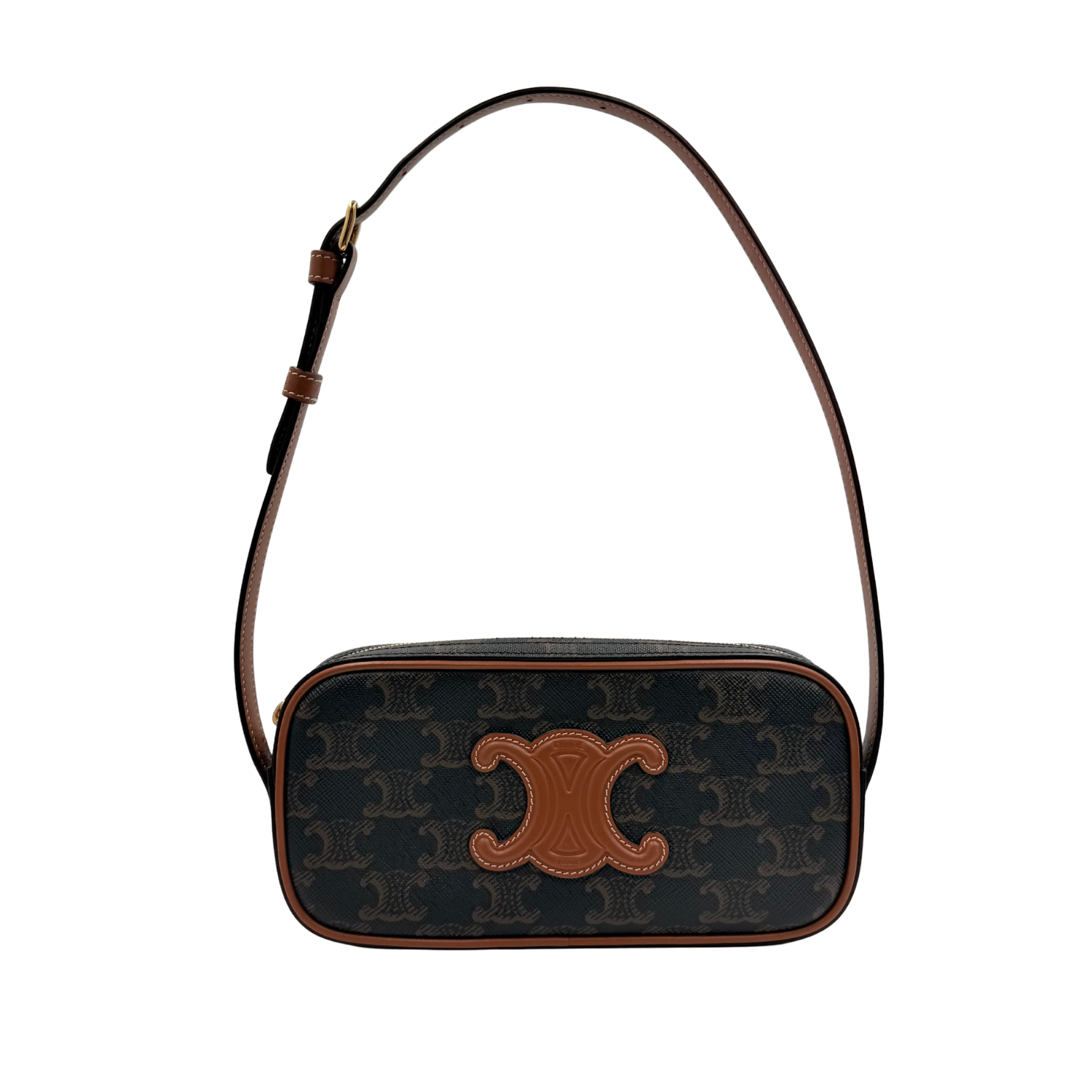 Celine Mini Triomphe Canvas Camera Shoulder Bag Tan