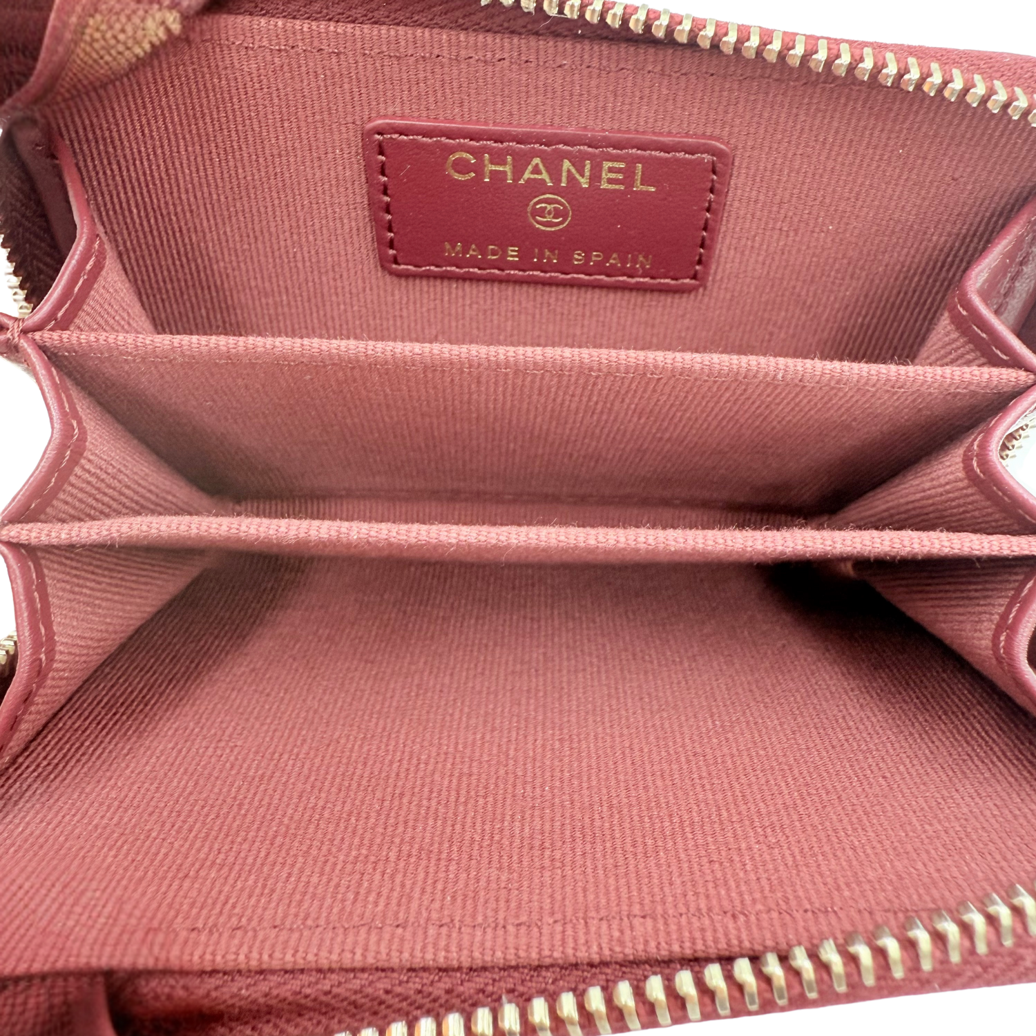 Chanel Small CC Zip Around Wallet Burgundy