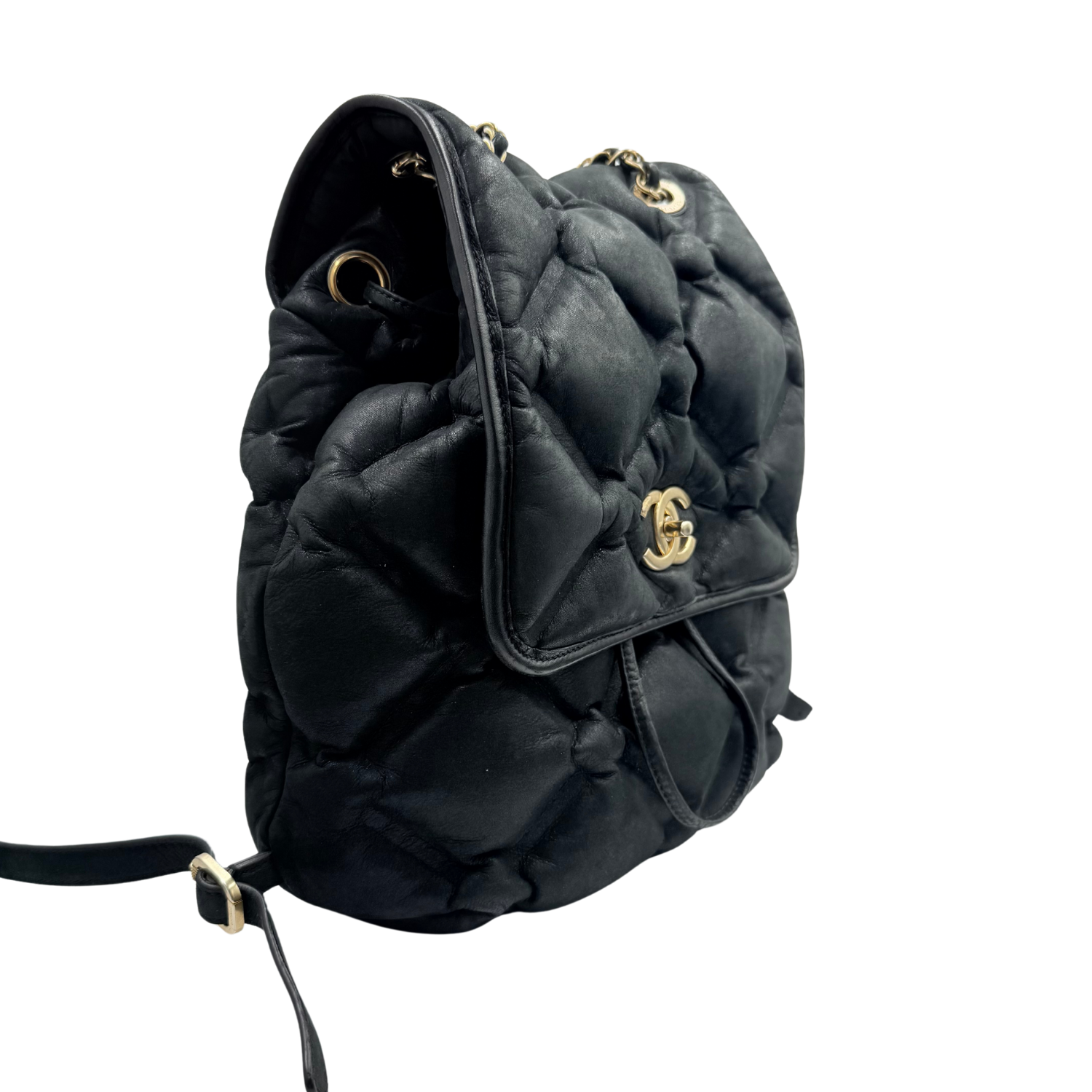 Chanel Quilted Cuban Chesterfield Backpack Black