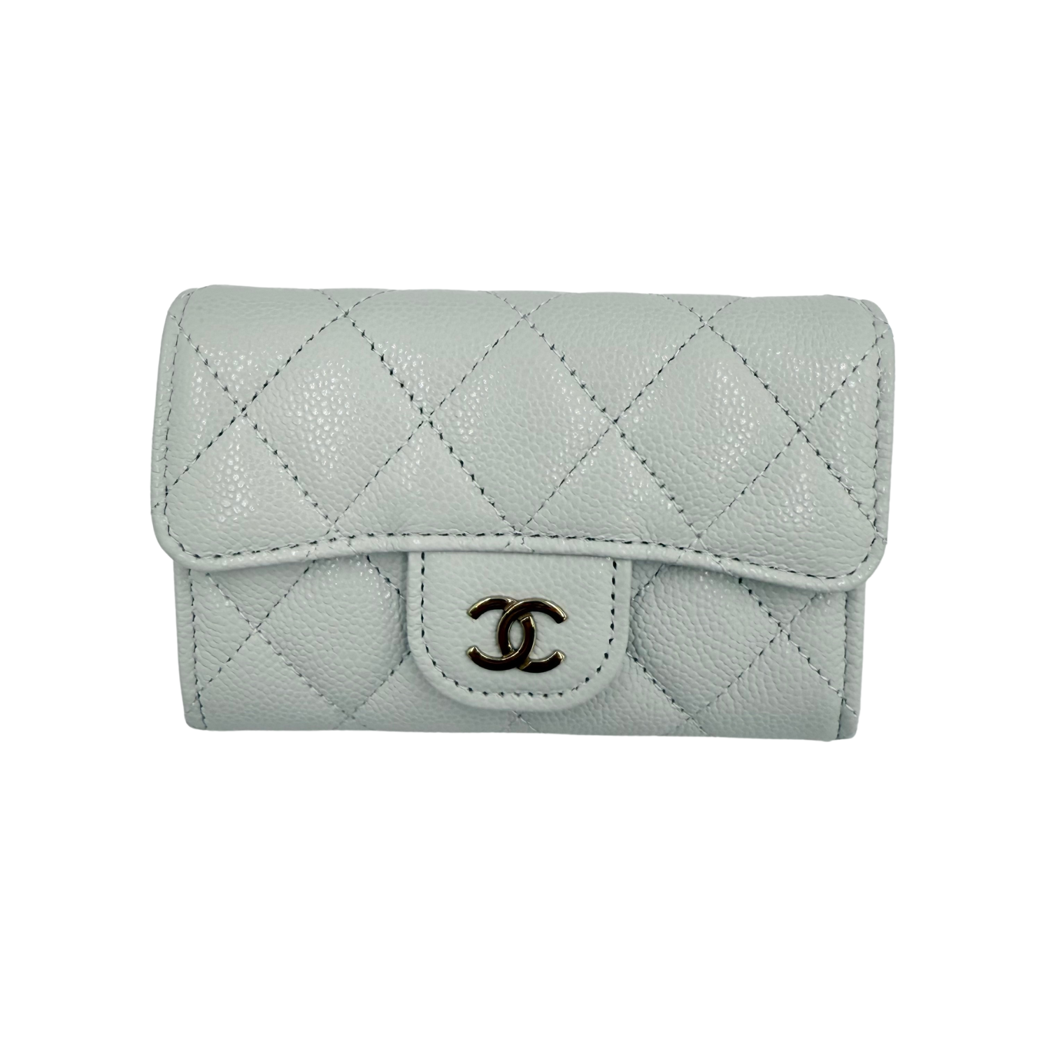 Chanel Small CC 4 Key Holder Wallet Light Grey