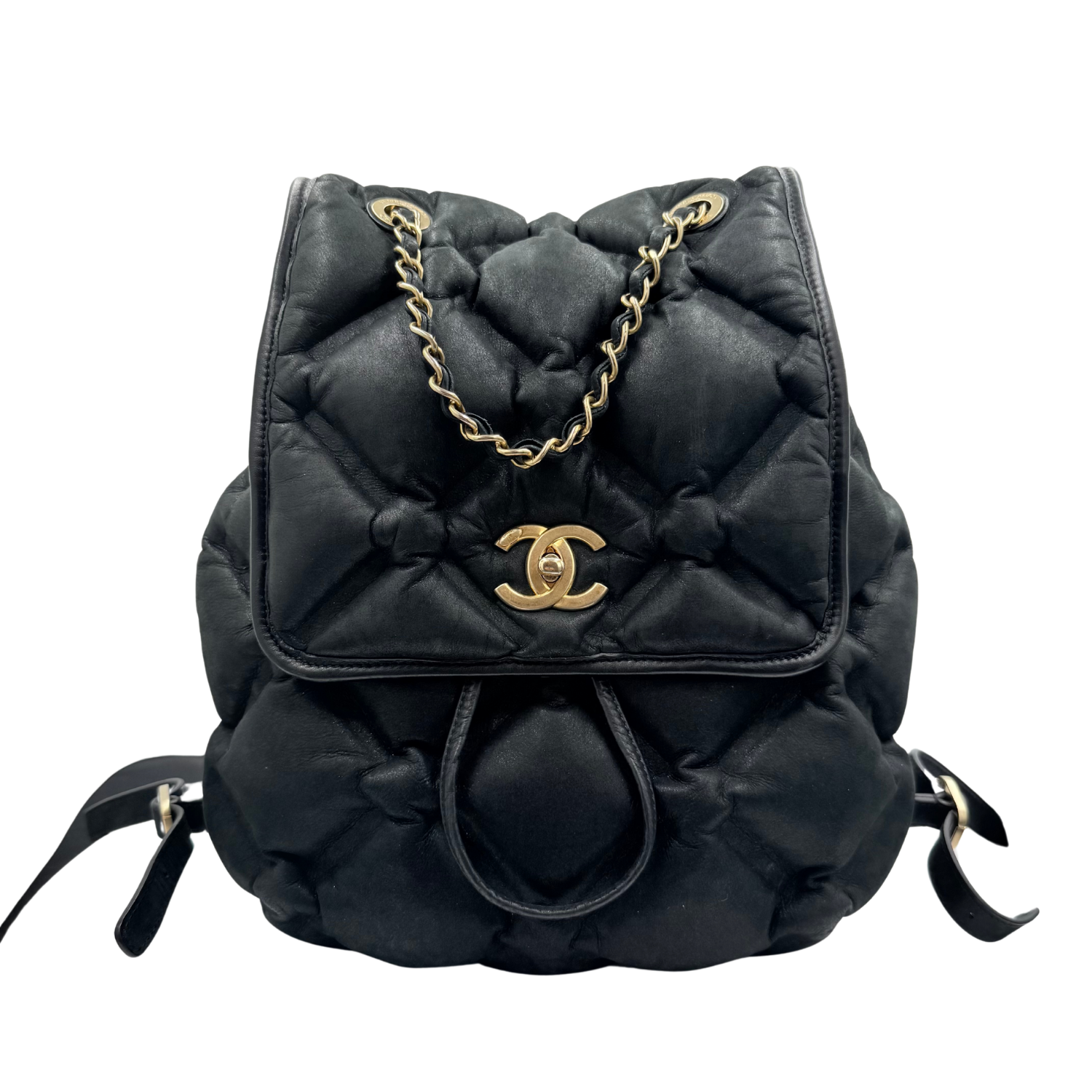 Chanel Quilted Cuban Chesterfield Backpack Black