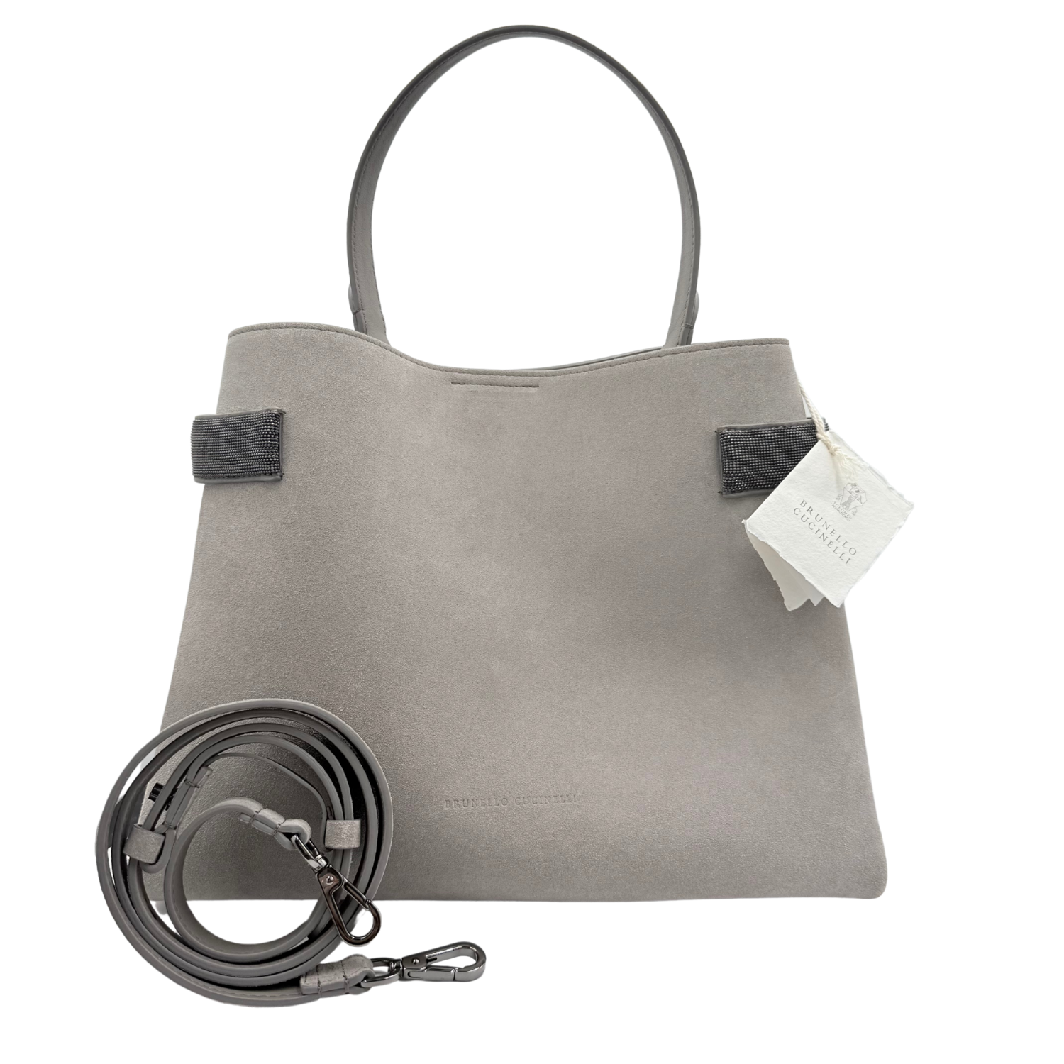 Brunello Cucinelli Essence Top Handle Bag Stone Grey